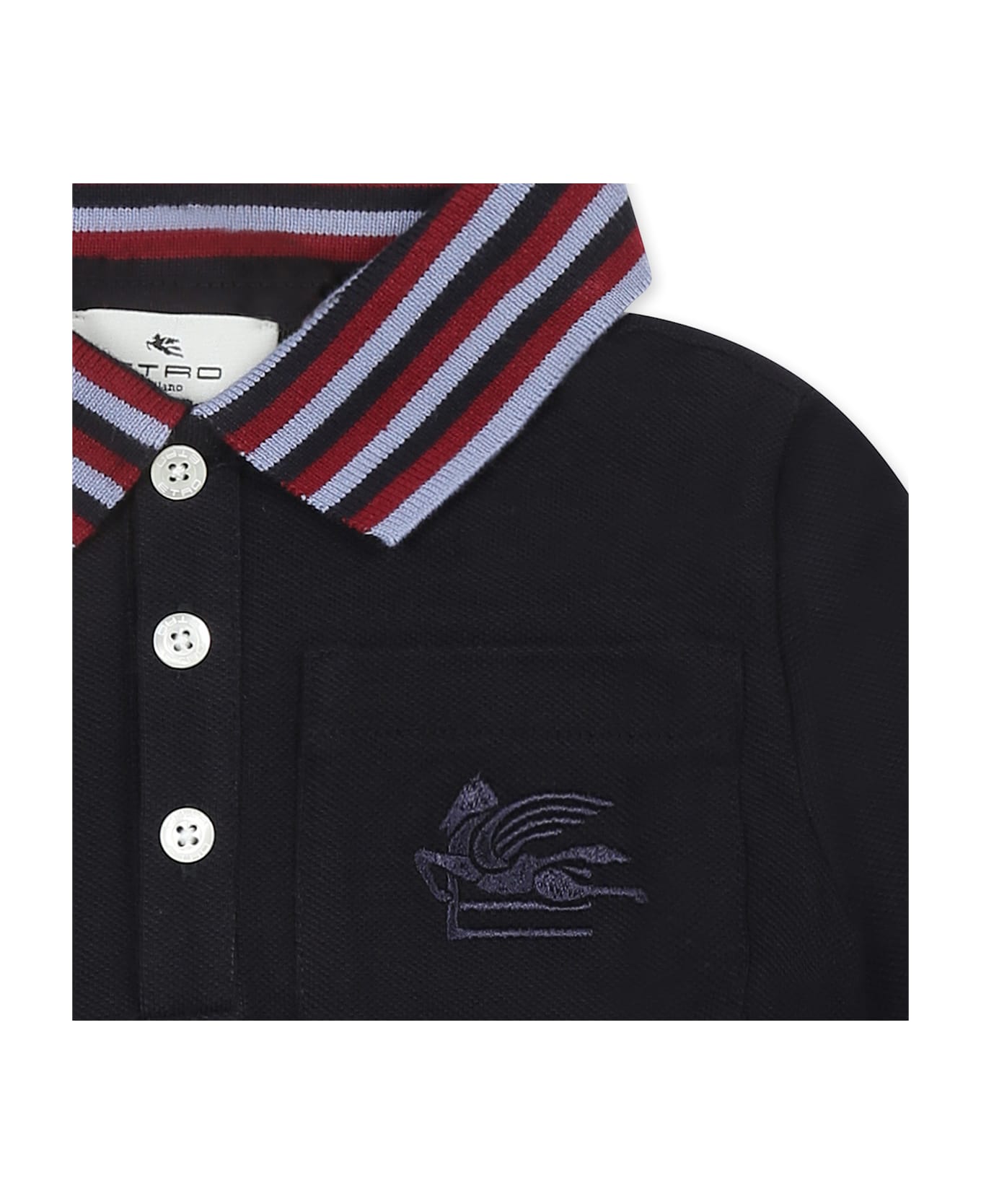 Etro Blue Polo Shirt For Baby Boy With Pegasus - Blue