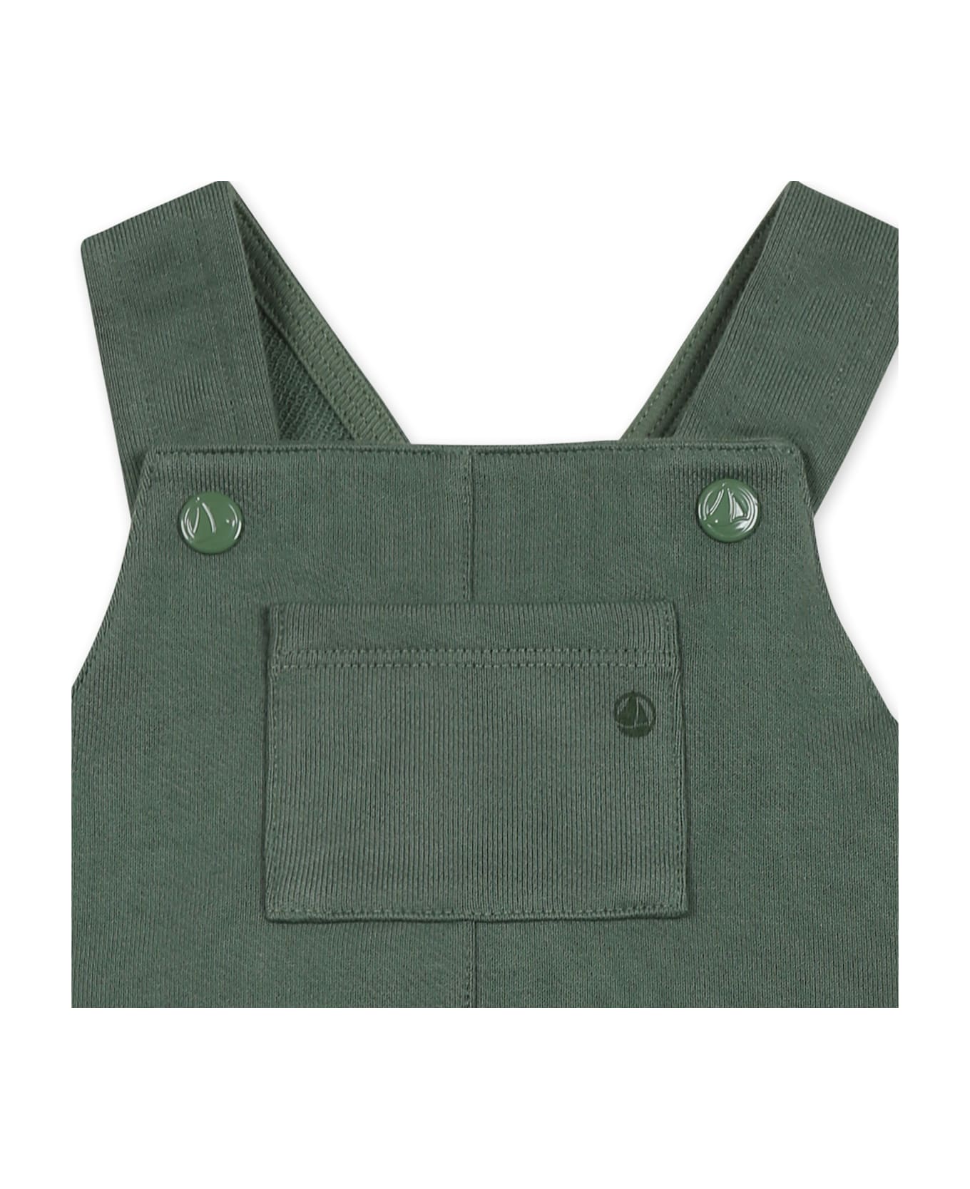 Petit Bateau Green Dungarees For Baby Boy With Logo - Green