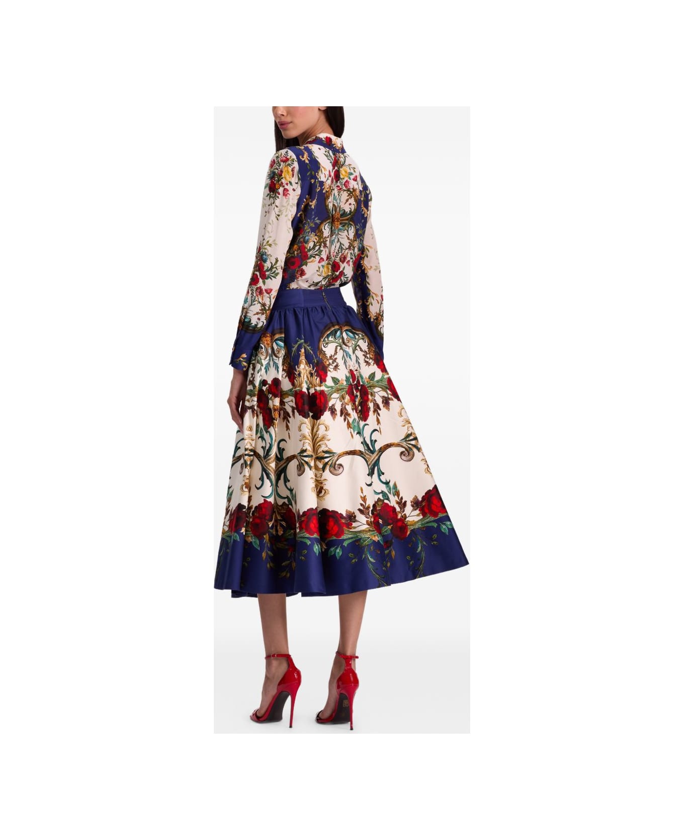 Alice + Olivia Printed Midi Skirt - Blue