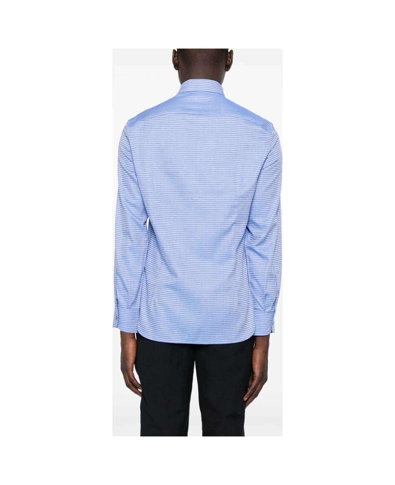 Emporio Armani Allover Logo Cotton Shirt - Clear Blue