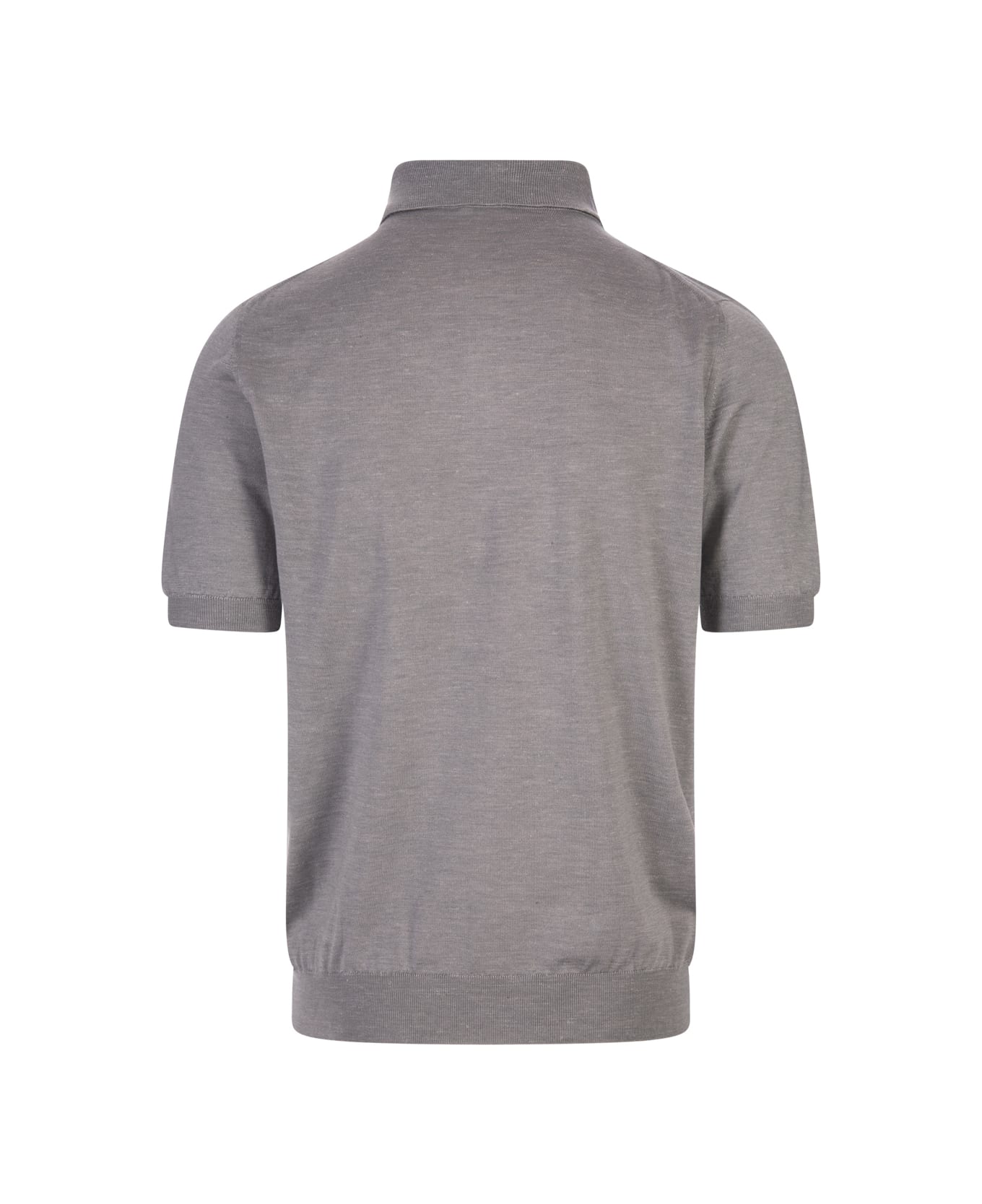 Kiton Grey Silk, Linen And Cashmere Polo Shirt - Grey