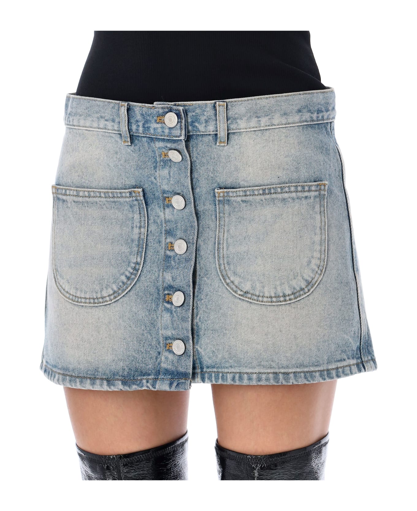 Courrèges Denim Mini Skirt - LIGHT BLUE スカート