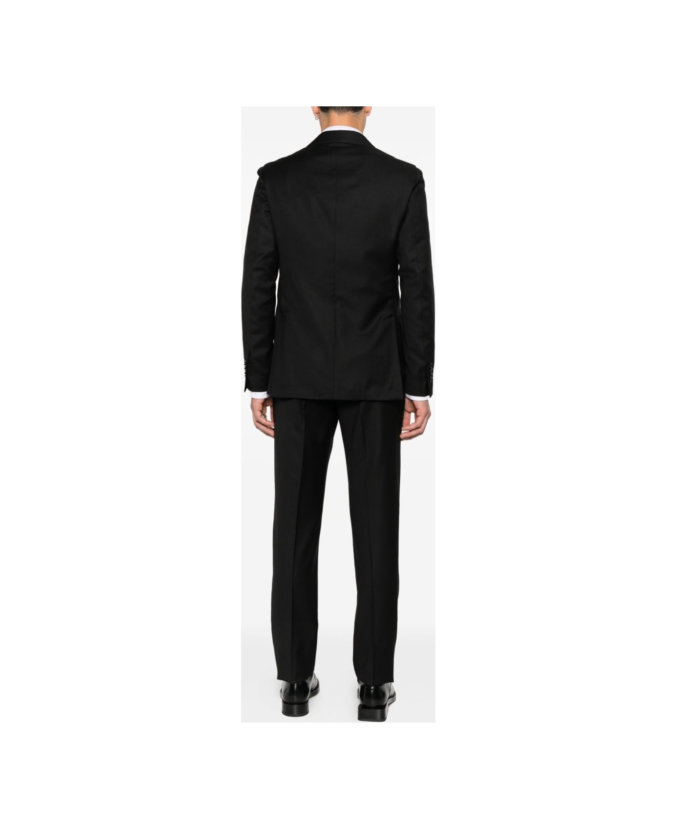 Lardini Black Double-breasted Jacket - Black