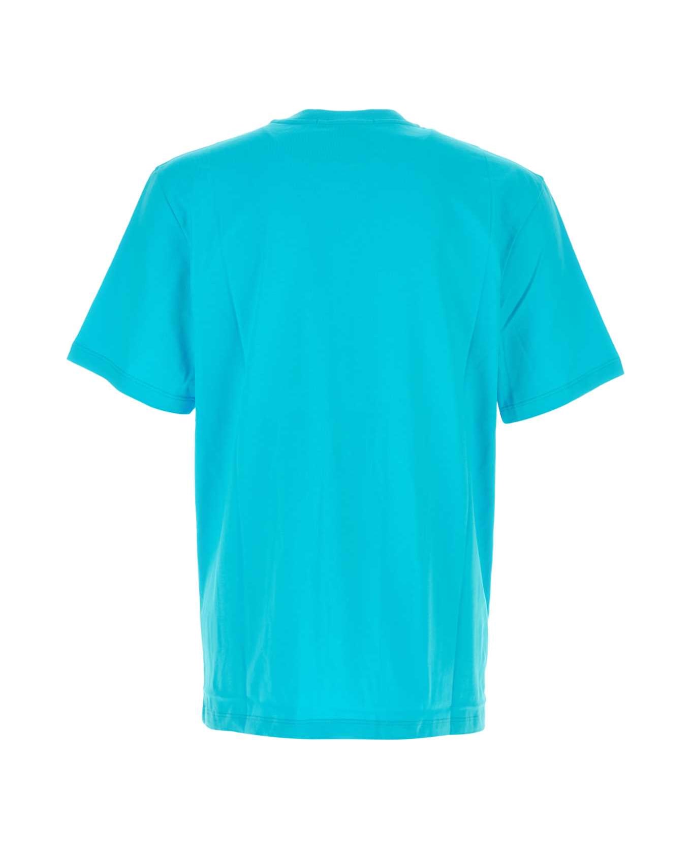 MSGM Light Blue Cotton T-shirt - LIGHTBLUE
