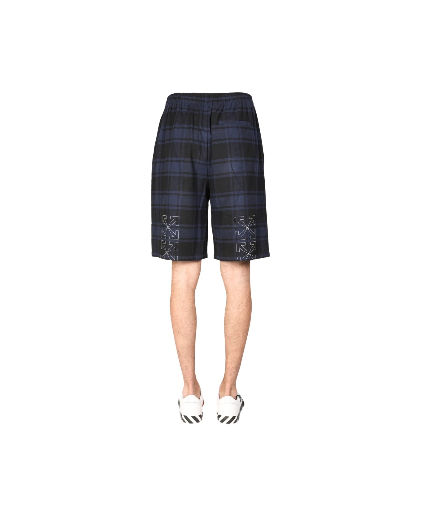 Off-White Shorts With Front Logo Print - BLUE