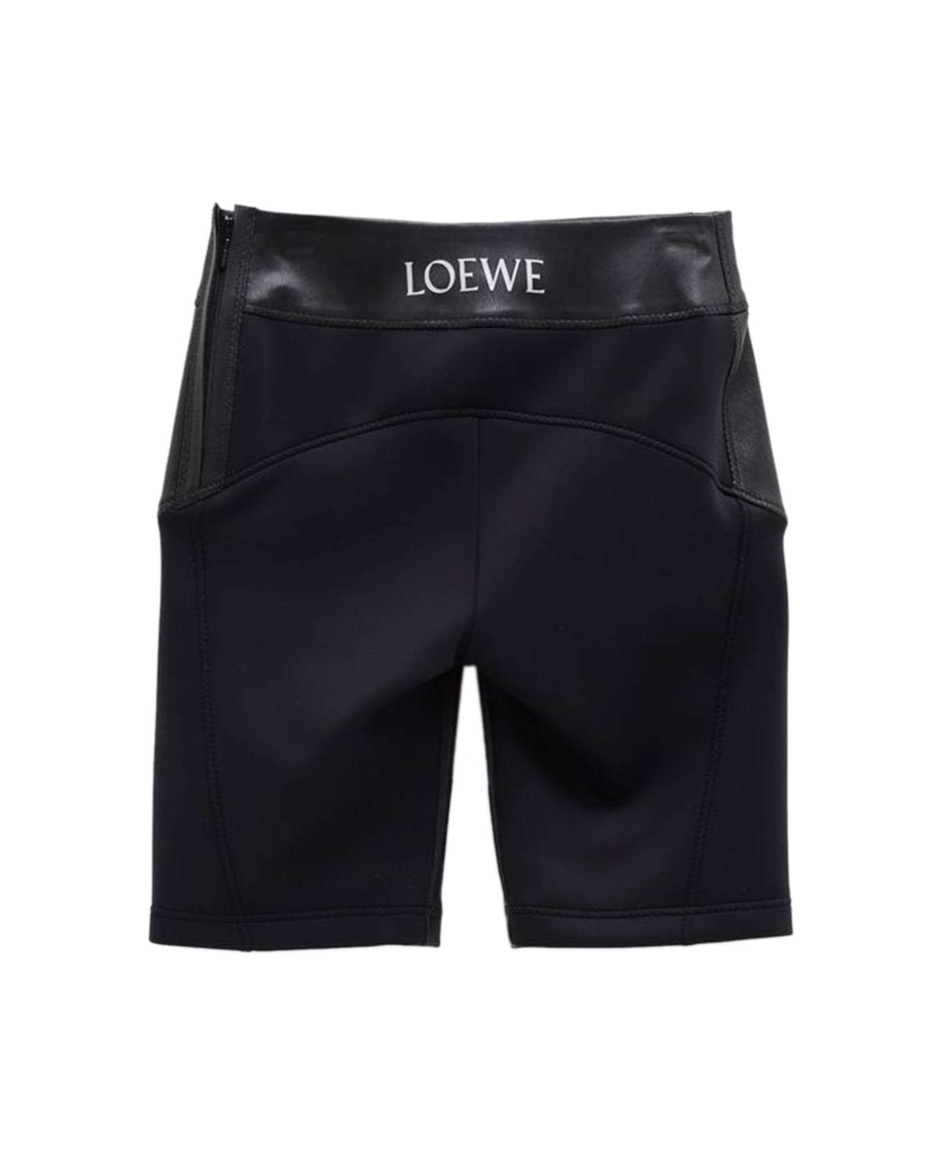 Loewe Stretch Leather And Fabric Shorts - BLACK ボトムス