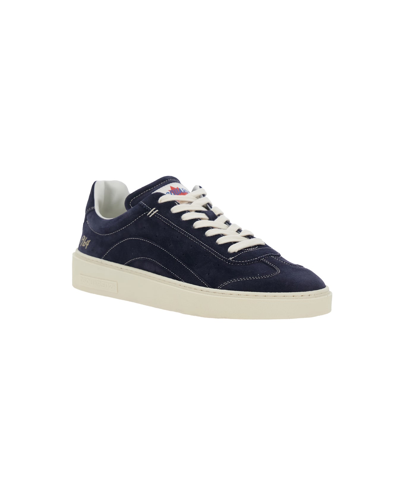 Dsquared2 Blue Low Top Sneakers With Logo Patch On The Tongue And Logo Lettering On The Heel In Suede Man - Blu