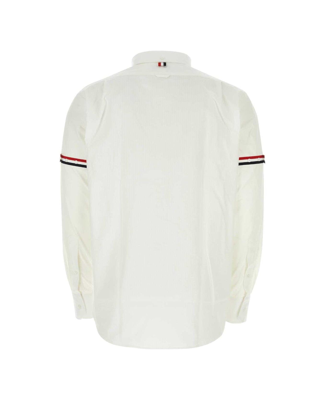 Thom Browne Armband-detail Seersucker Rwb Striped Shirt - White