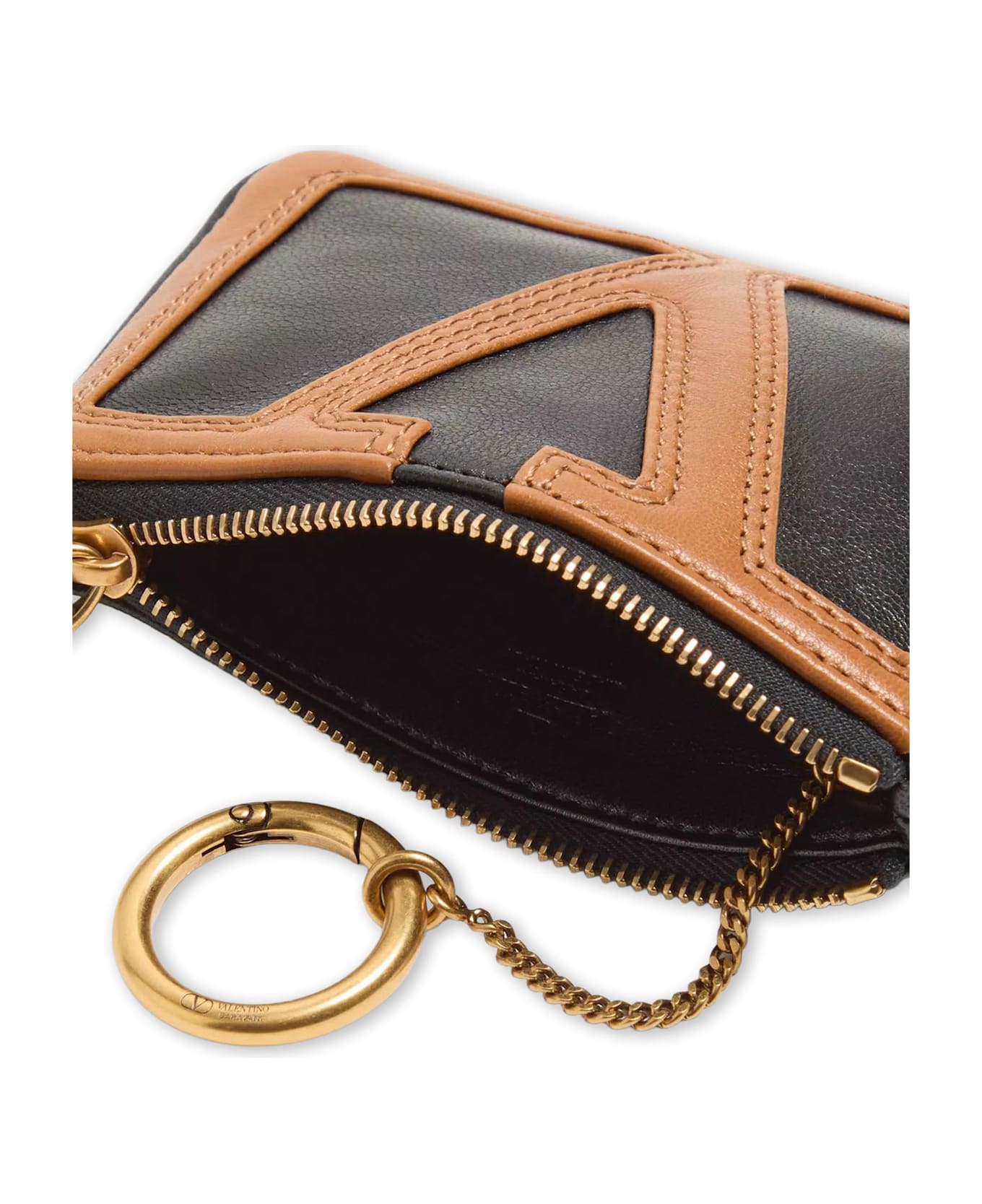 Valentino Garavani Viva Superstar Leather Key Ring - BLACK
