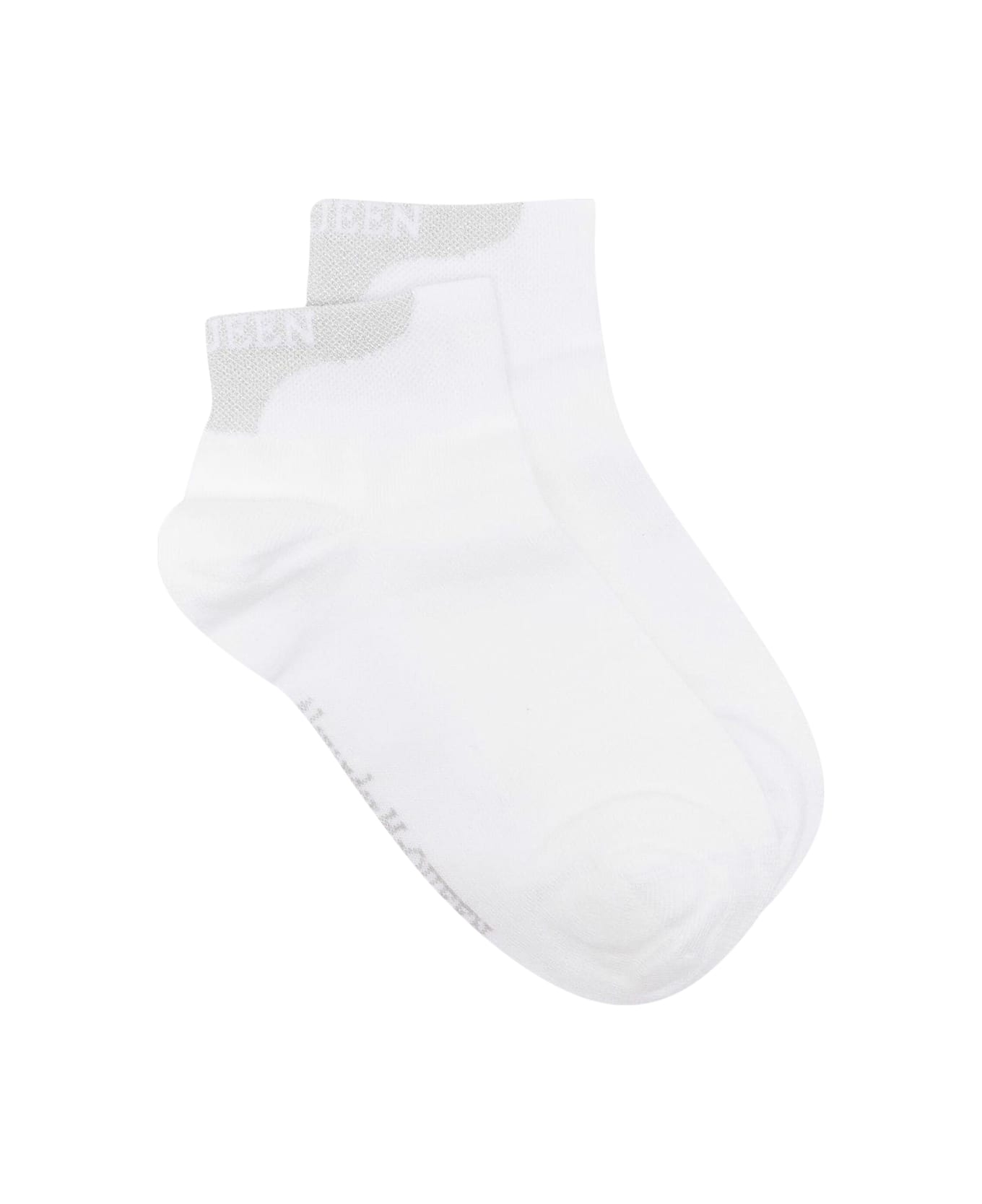 Alexander McQueen Socks Mini Branded - White Silver