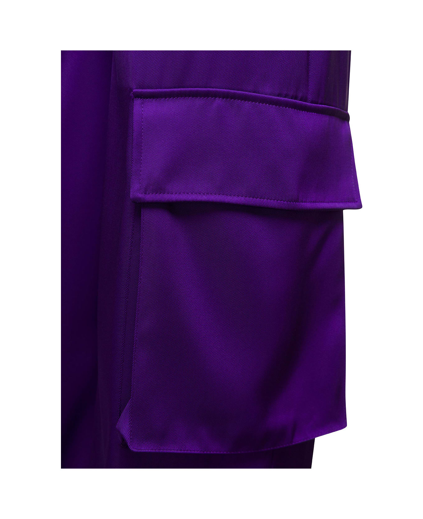 Versace Purple Cargo Pants Satn Effect With Cargo Pockets In Viscose Woman - Violet