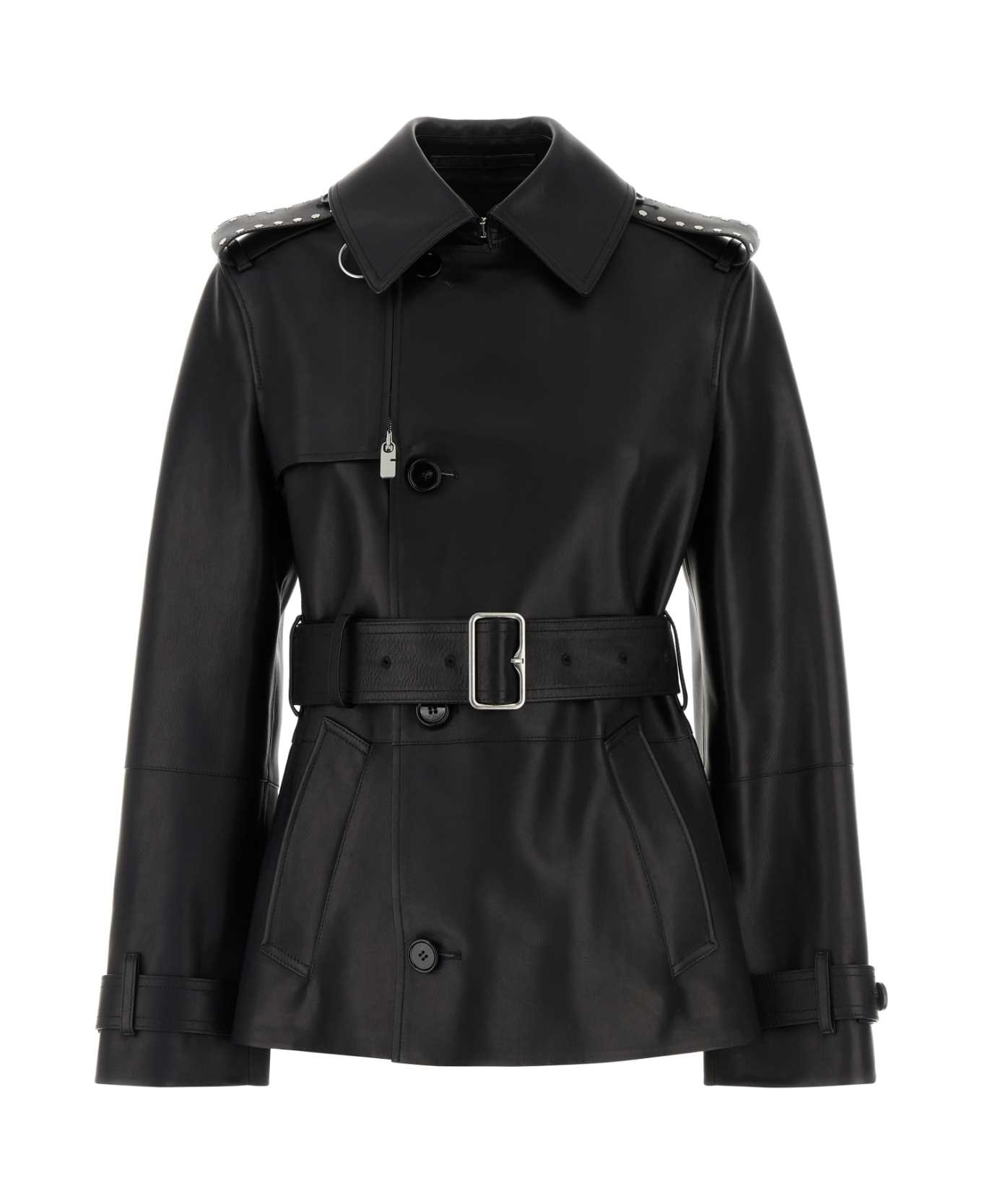 Burberry Black Leather Jacket - BLACK