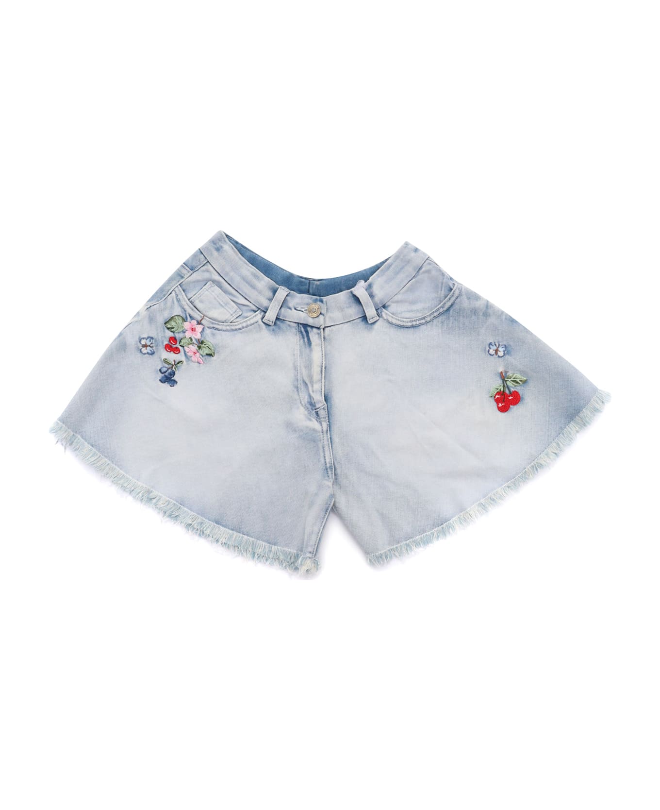 Monnalisa Denim Shorts With Rhinestones - GREY