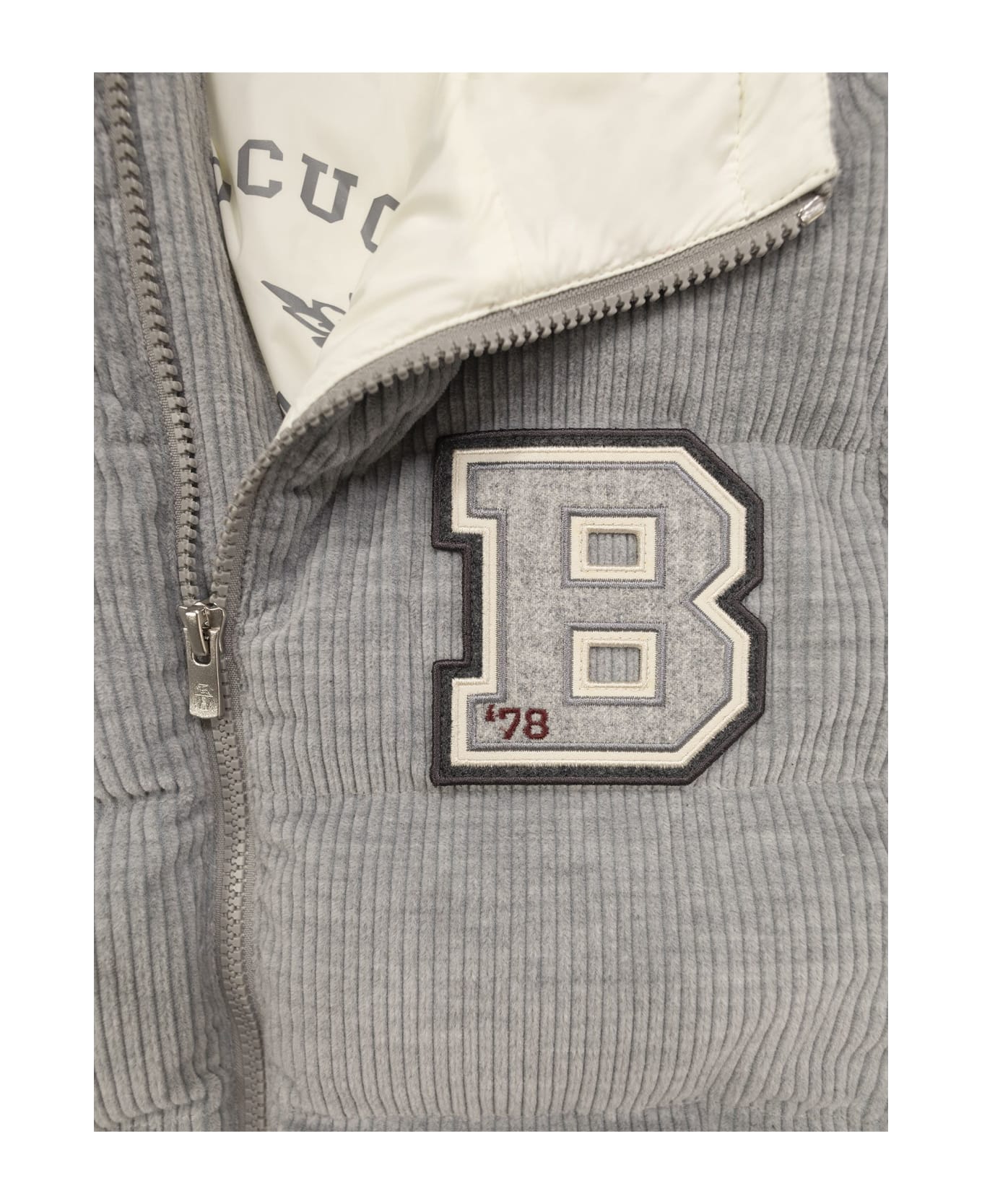 Brunello Cucinelli Down Jacket With Padded Hood - Grey