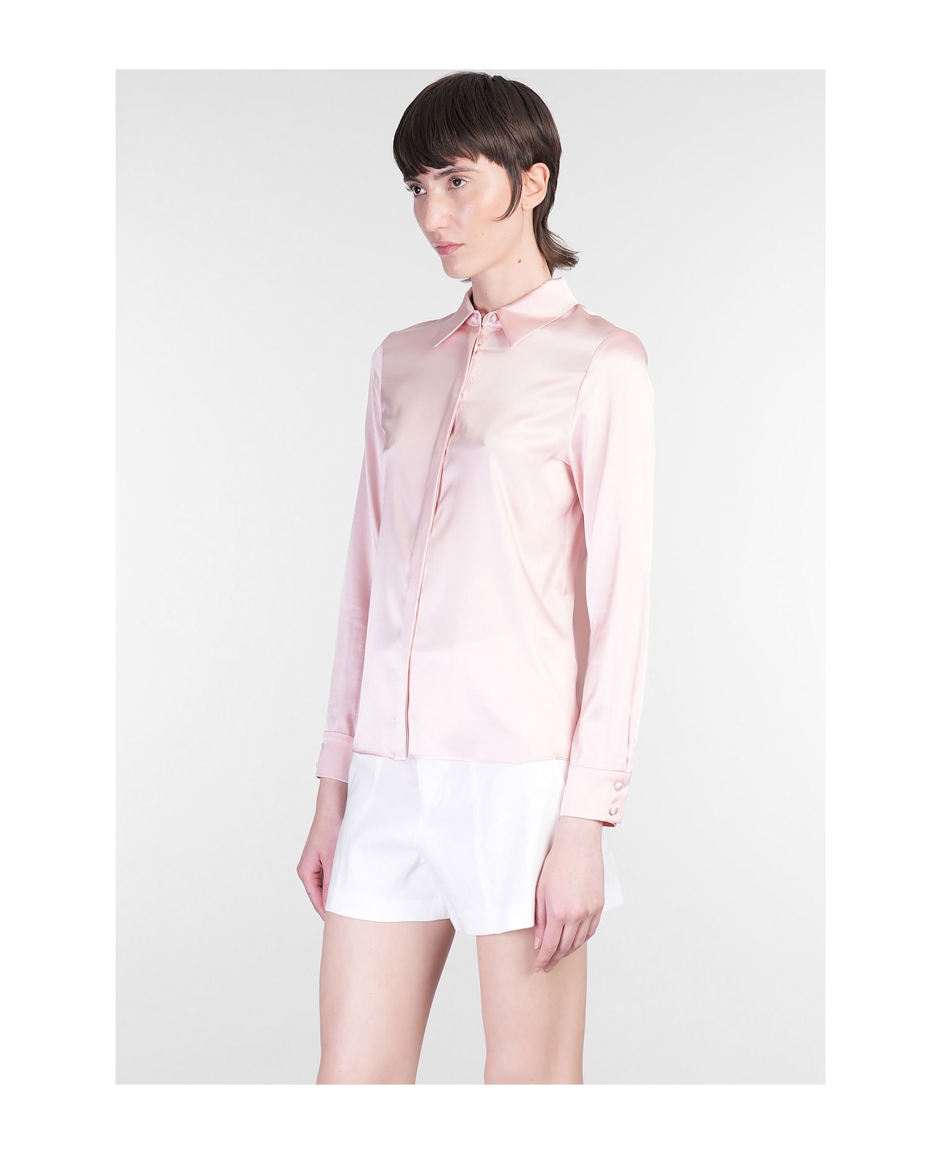 Alice + Olivia Willa Shirt In Rose-pink Silk - rose-pink