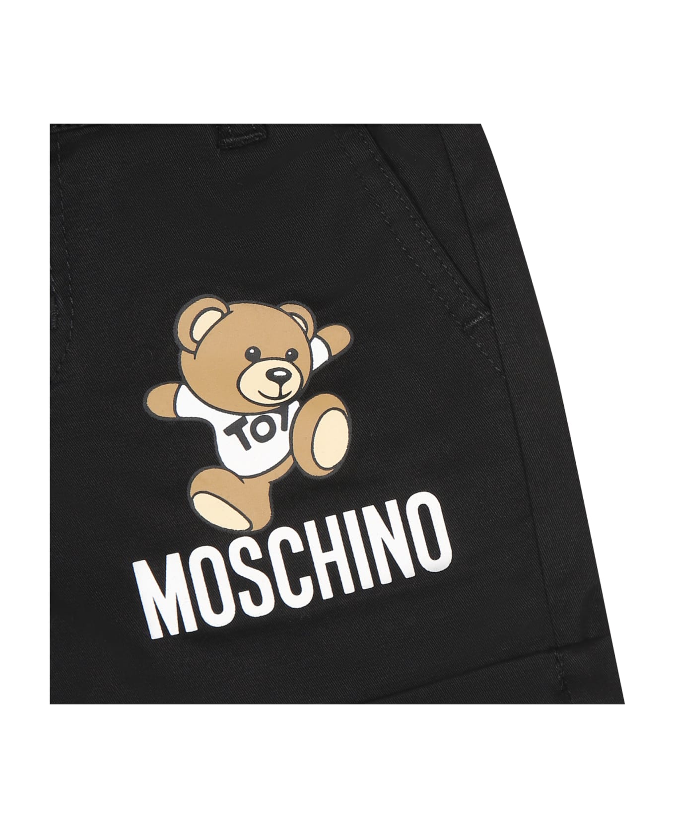 Moschino Black Shorts For Baby Boy With Teddy Bear And Logo - Black ボトムス