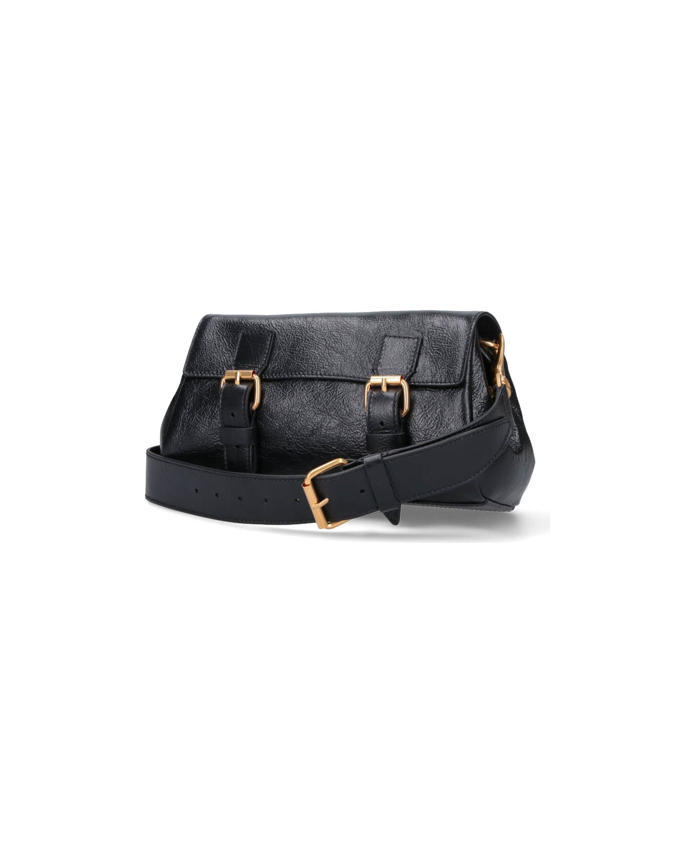 Dries Van Noten Leather Shoulder Bag - Black  