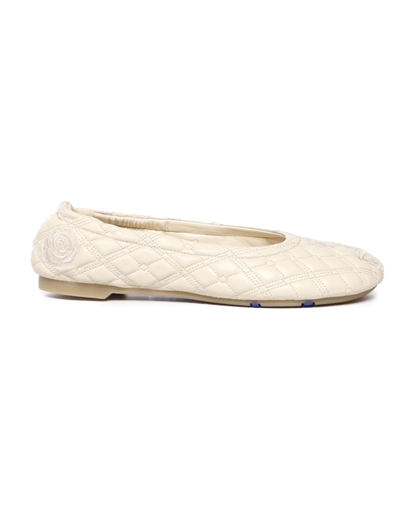 Burberry Sadler Leather Ballerina Flats - White