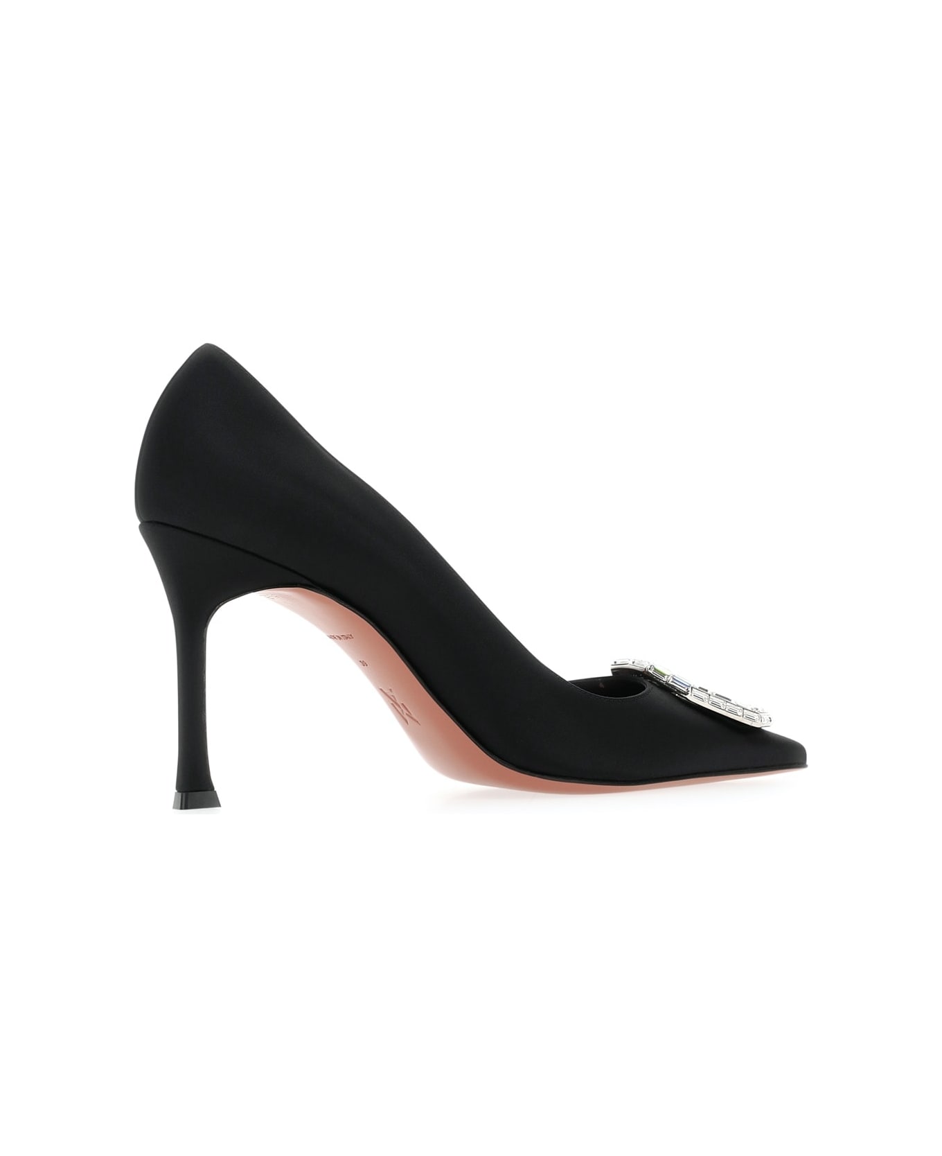 Amina Muaddi Camelia Pump 90 Satin Black White - BLACKWHITE