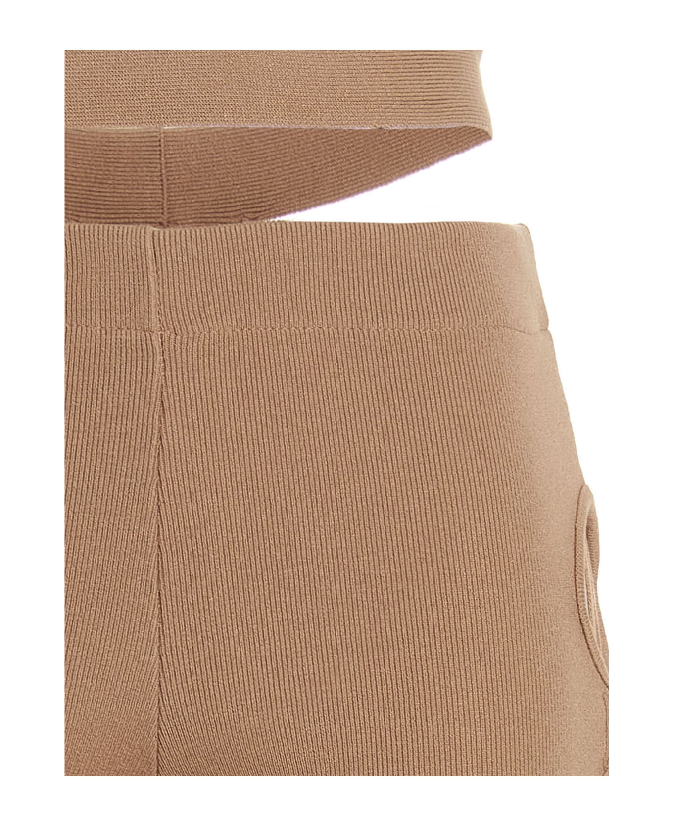 ANDREĀDAMO Cut Out Pants With Lacing - Beige