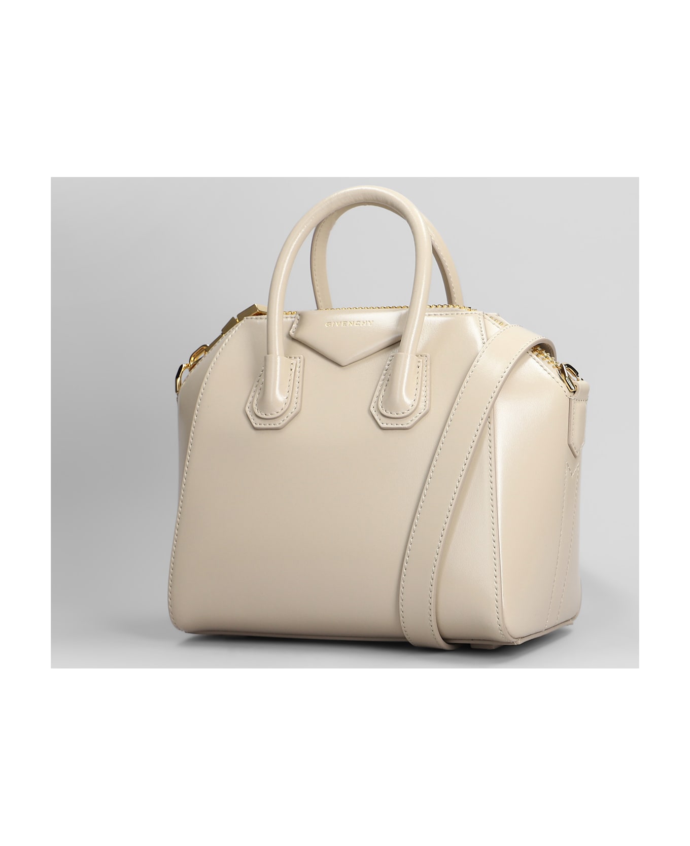Givenchy Antigona Mini Shoulder Bag In Beige Leather - beige