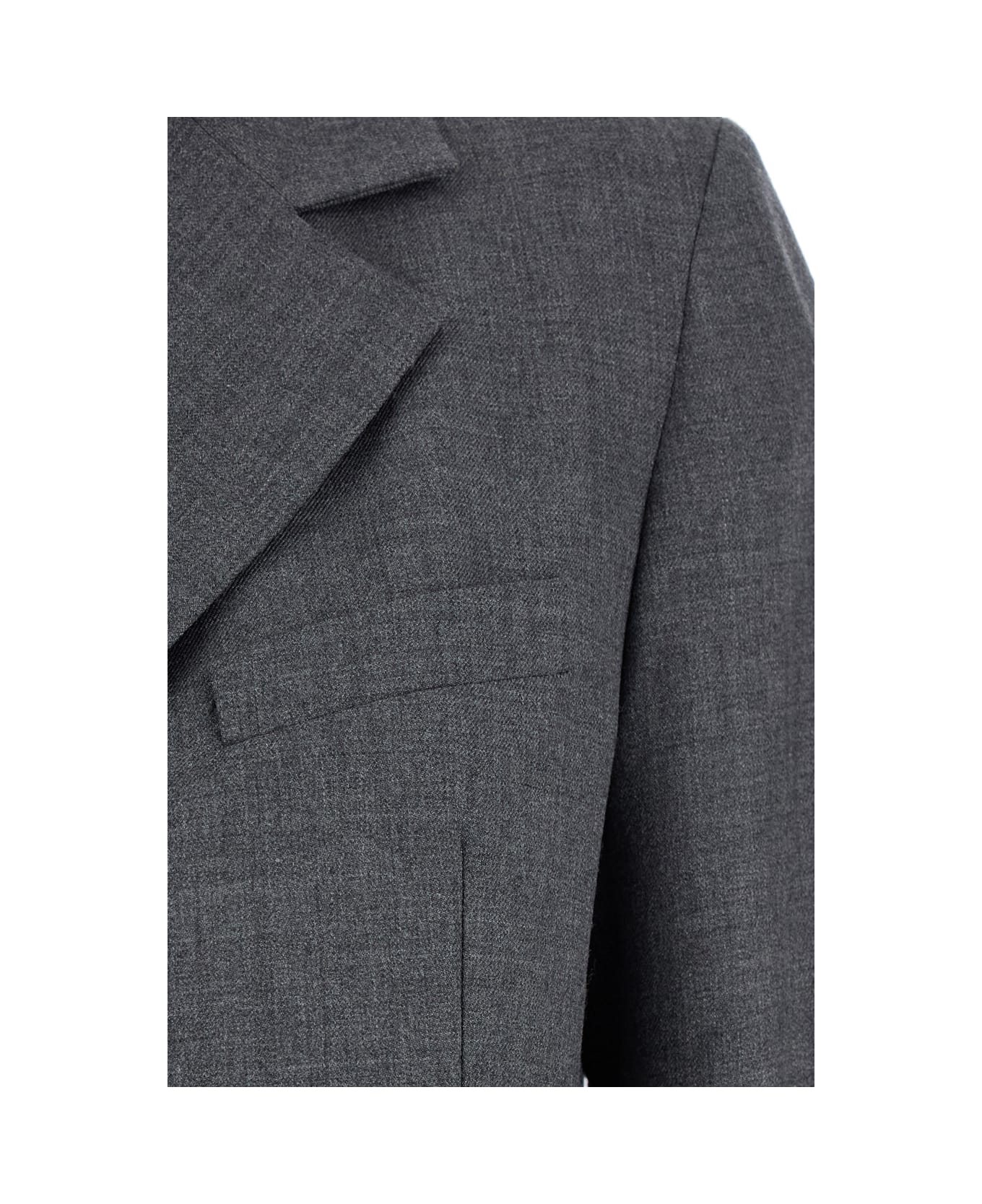 Mauro Grifoni Grey Single-breasted Suit With Notched Revers In Wool Blend Stretch Woman - Grey