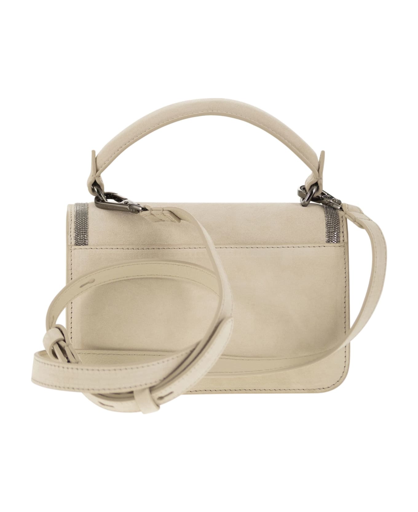 Brunello Cucinelli Suede Bag With Precious Contour - Ivory トートバッグ