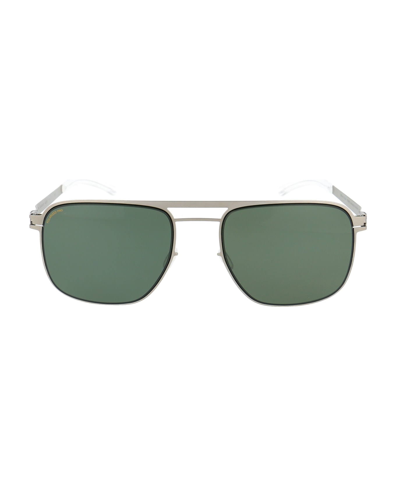 Mykita Eli Sunglasses - 509 Matte Silver/Black Polarised Pro Green 15