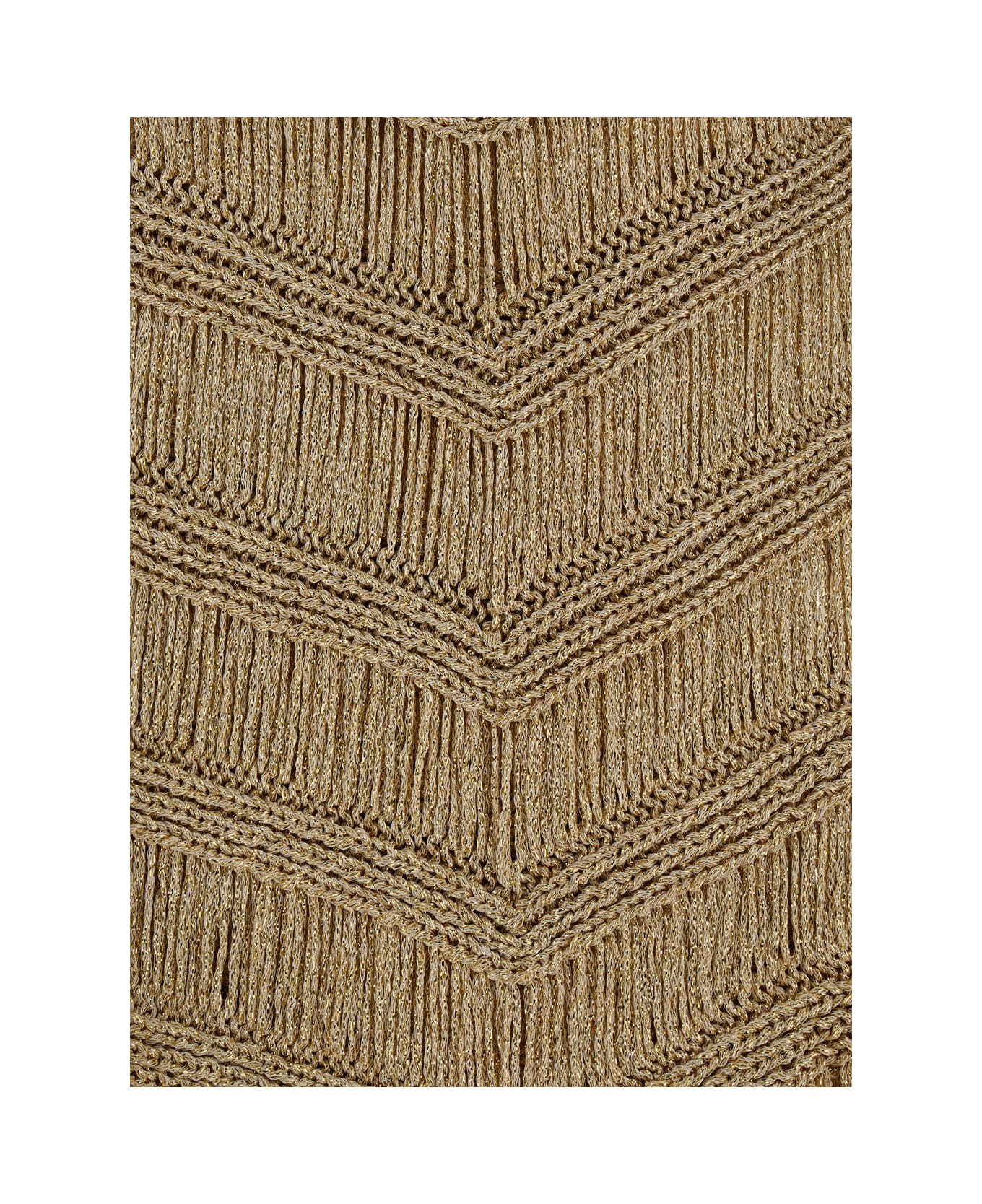 TwinSet Beige Lamè Crochet Cape In Viscose Blend Woman - Gold コート