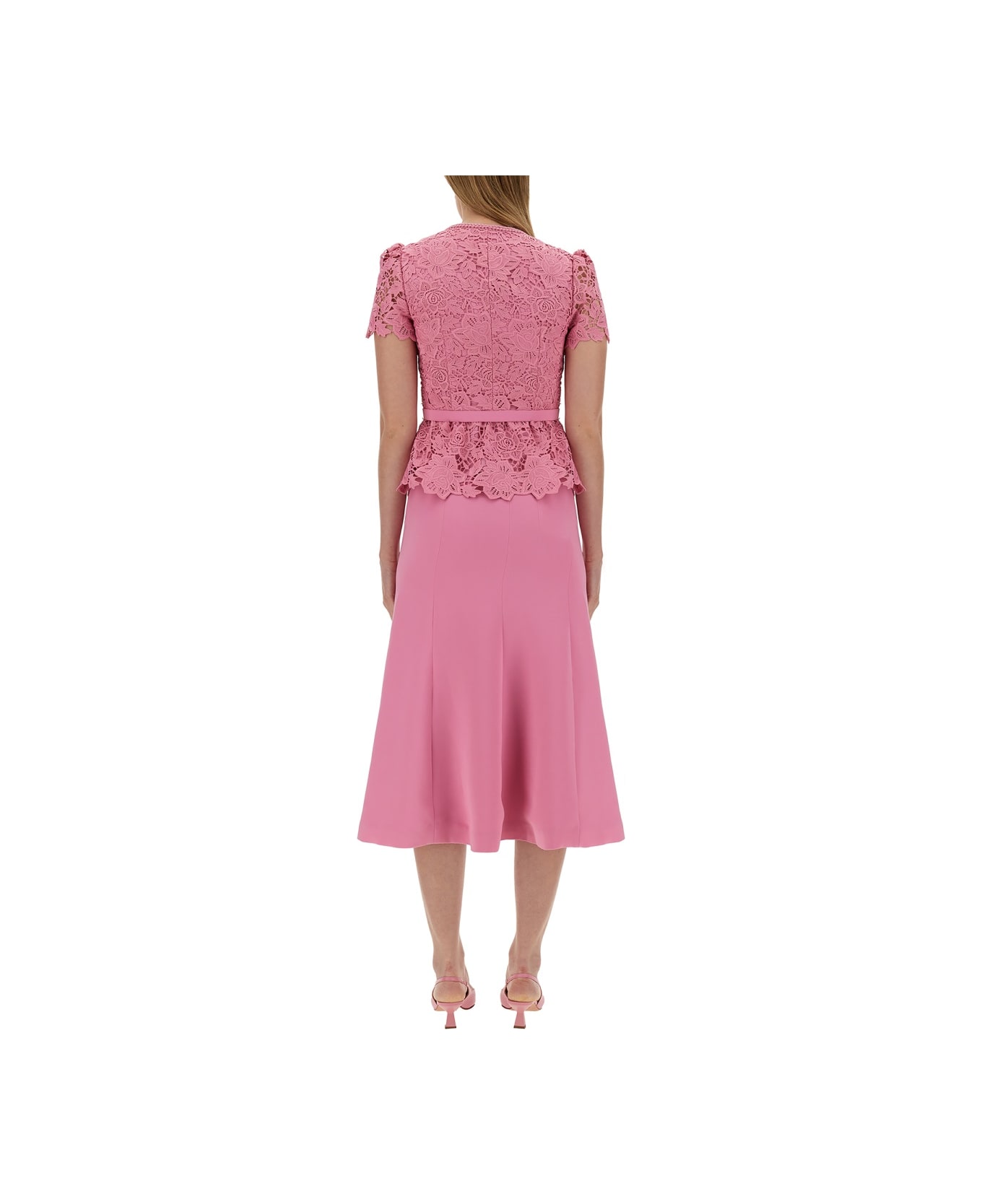 self-portrait Tailored Lace Midi Dress - PINK