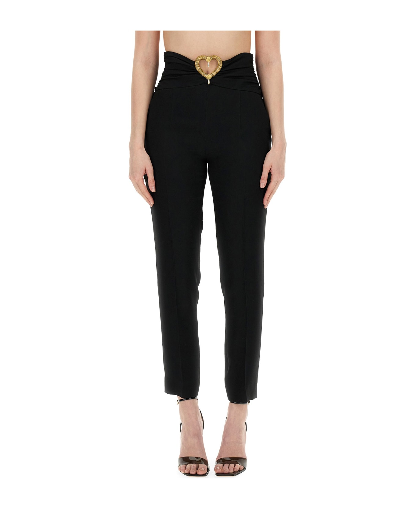Moschino Pants With Heart Application - BLACK