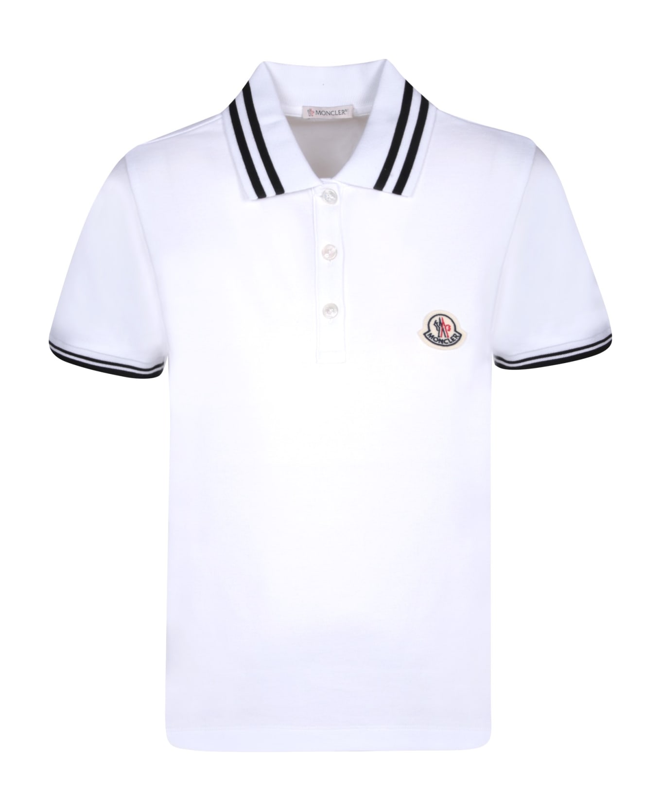 Moncler Logo-patch Cotton Polo Shirt - Bianco