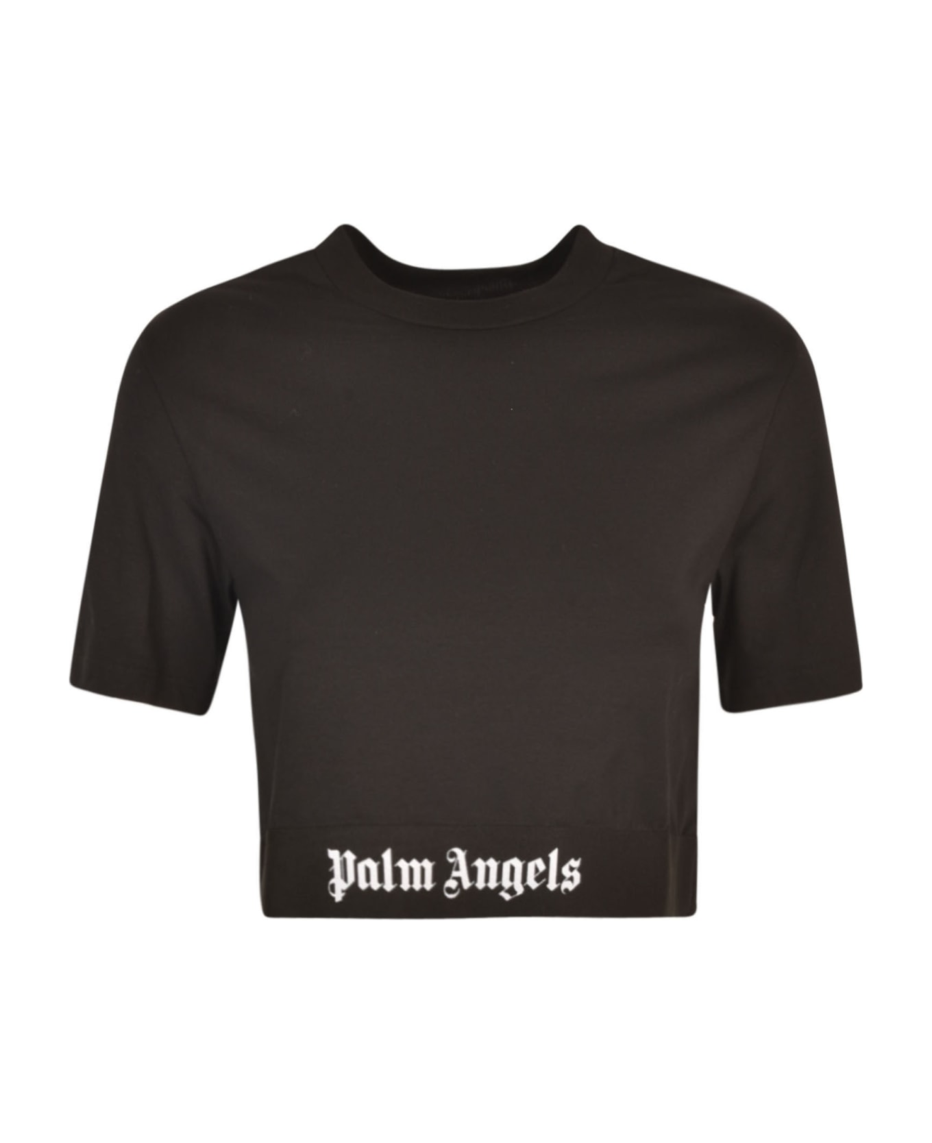 Palm Angels Logo Waistband Cropped T-shirt - Black/White