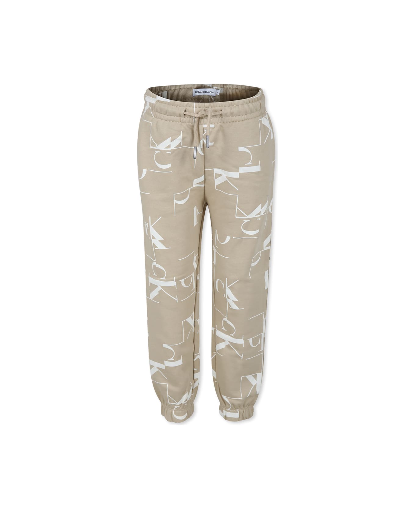 Calvin Klein Beige Trousers For Boy With Logo - Beige