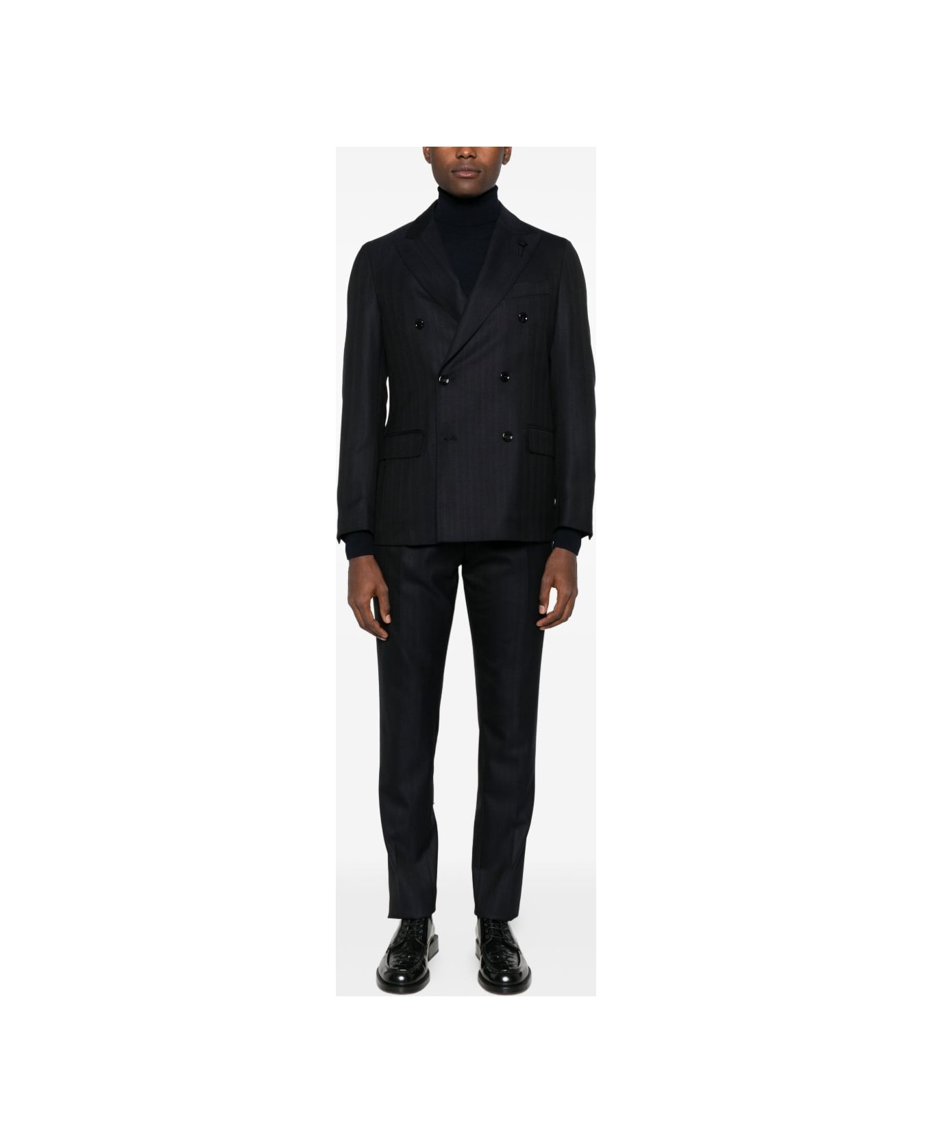 Lardini Double-breasted Suit - Black
