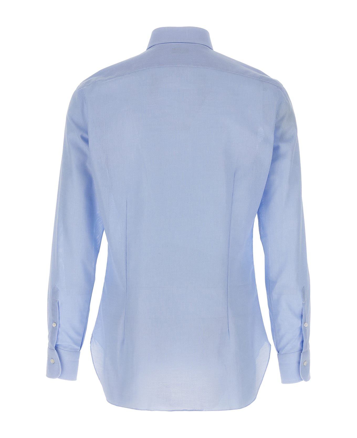 Barba Napoli Honeycomb Cotton Shirt - Light Blue
