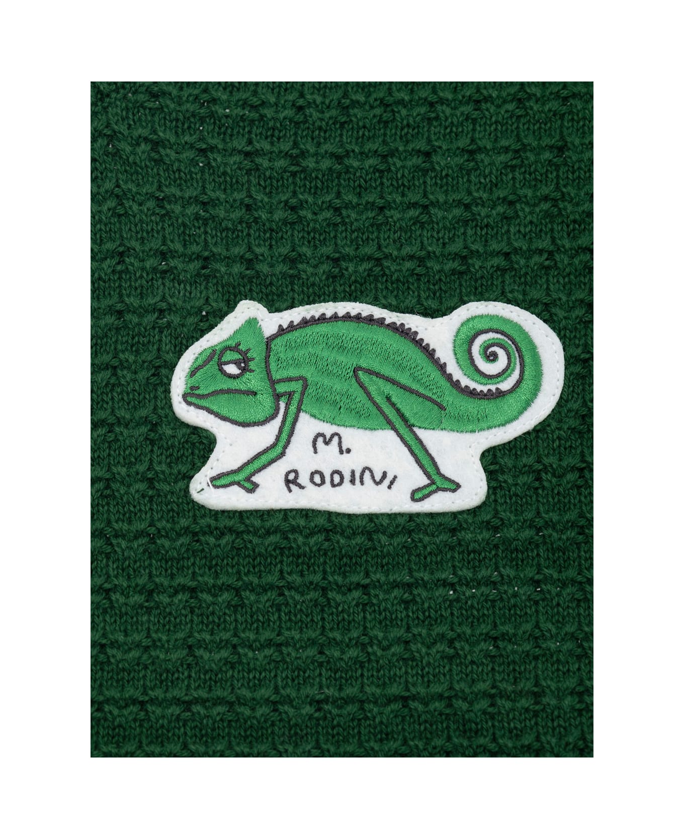 Mini Rodini Green Knitted T-shirt With Patch On The Front In Cotton Boy - Green
