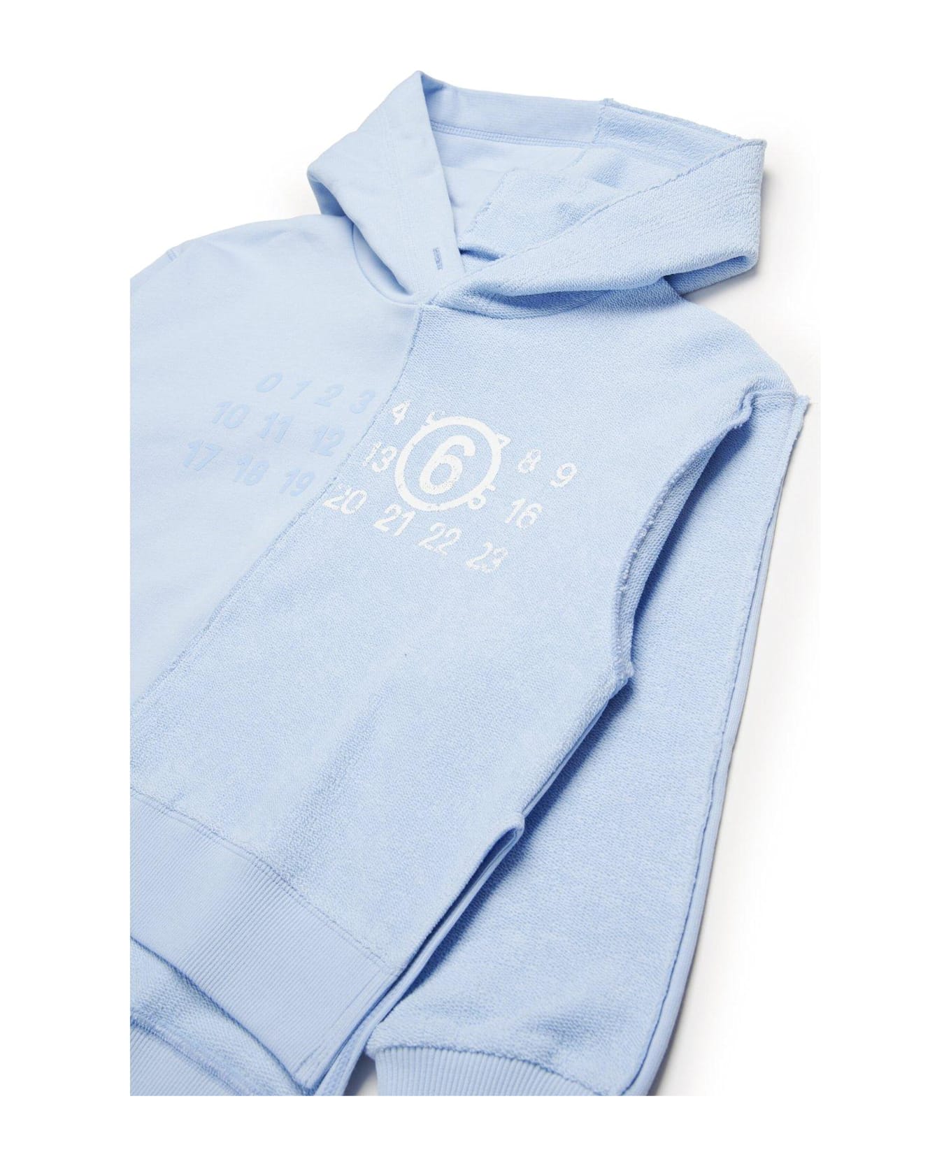 MM6 Maison Margiela Logo Printed Hoodie - Clear Blue