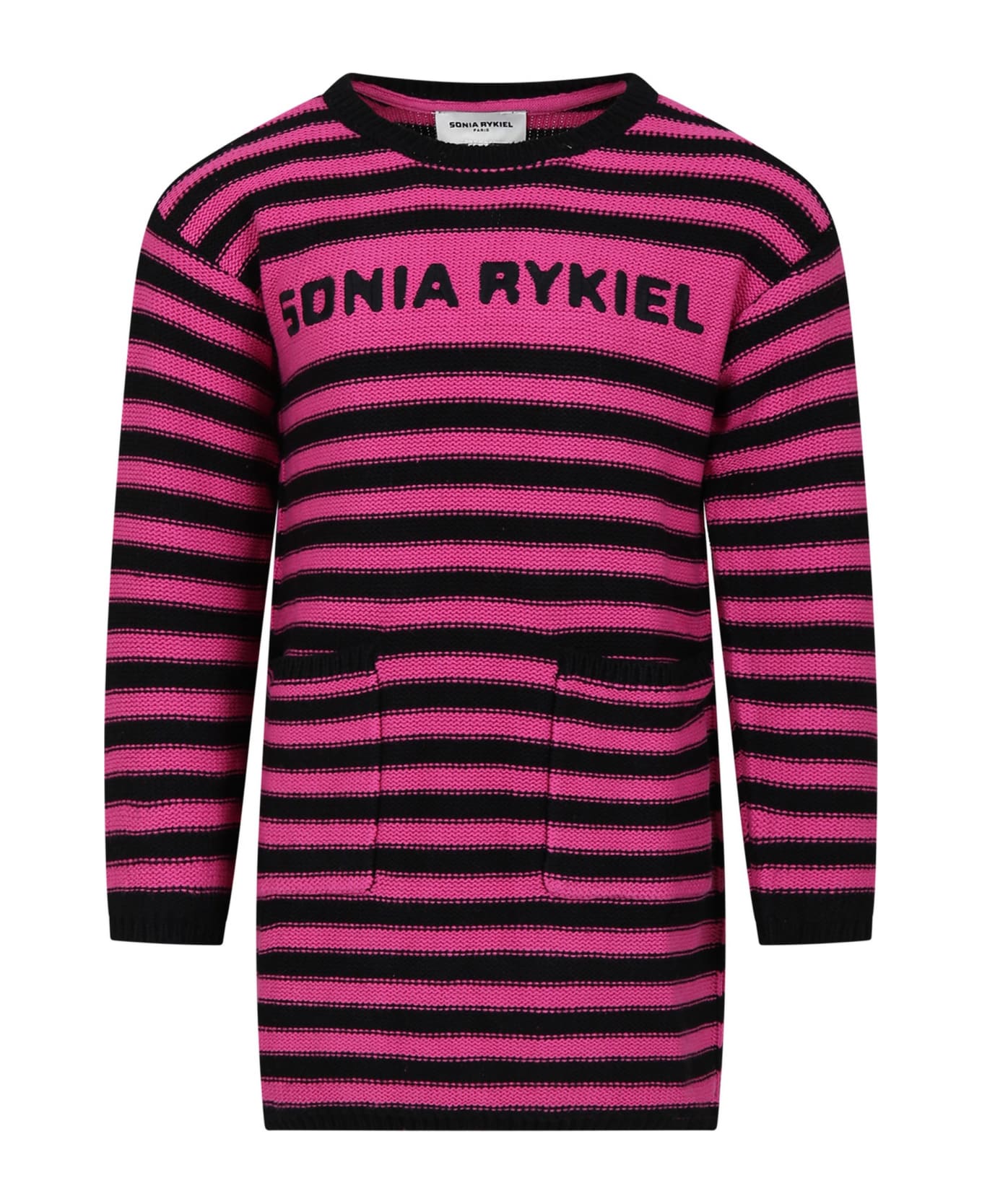 Rykiel Enfant Fuchsia Dress For Girl With Logo - Multicolor ワンピース＆ドレス