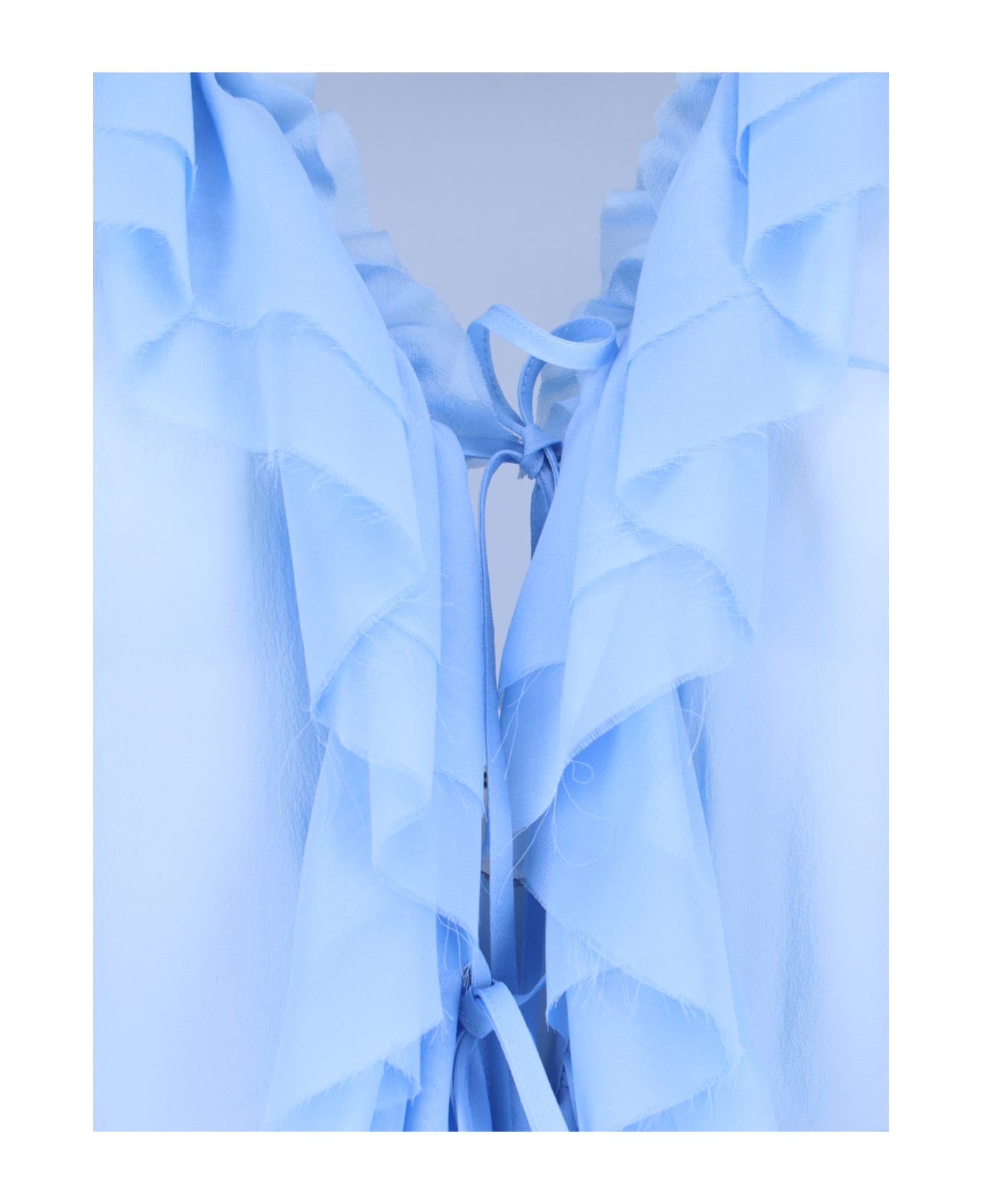 The Seafarer Ruffled Detail Shirt - Light Blue ブラウス