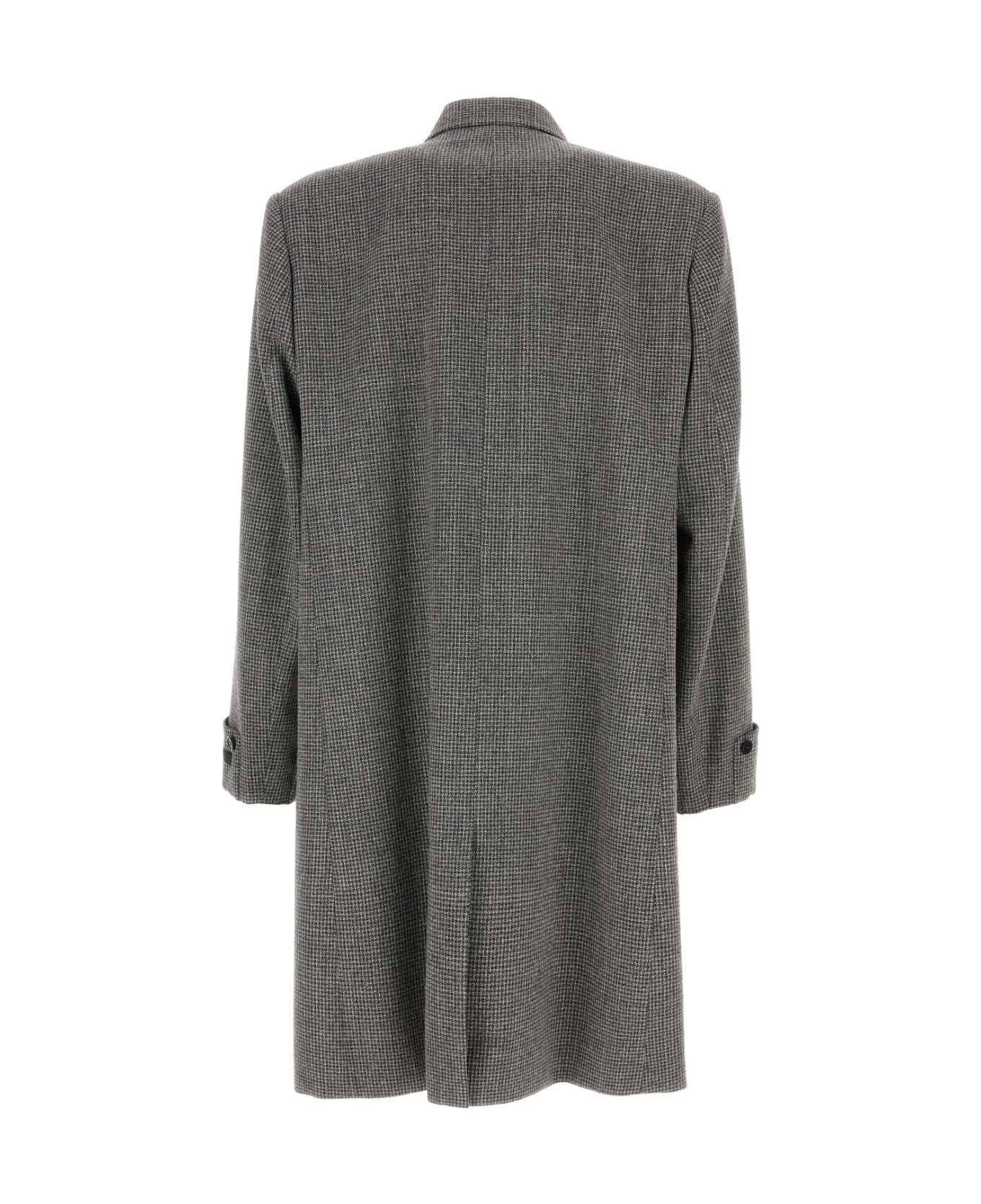 Prada Embroidered Wool Blend Coat - ARDESIA
