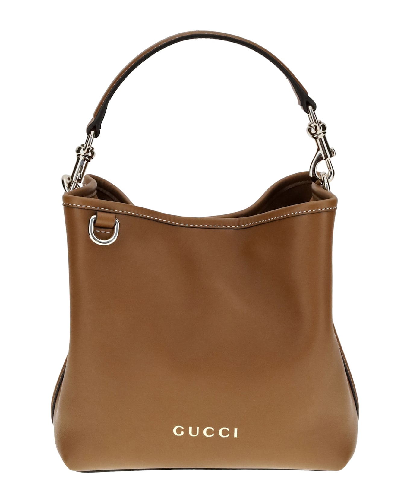 Gucci Gg Emblem Leather Bucket Bag