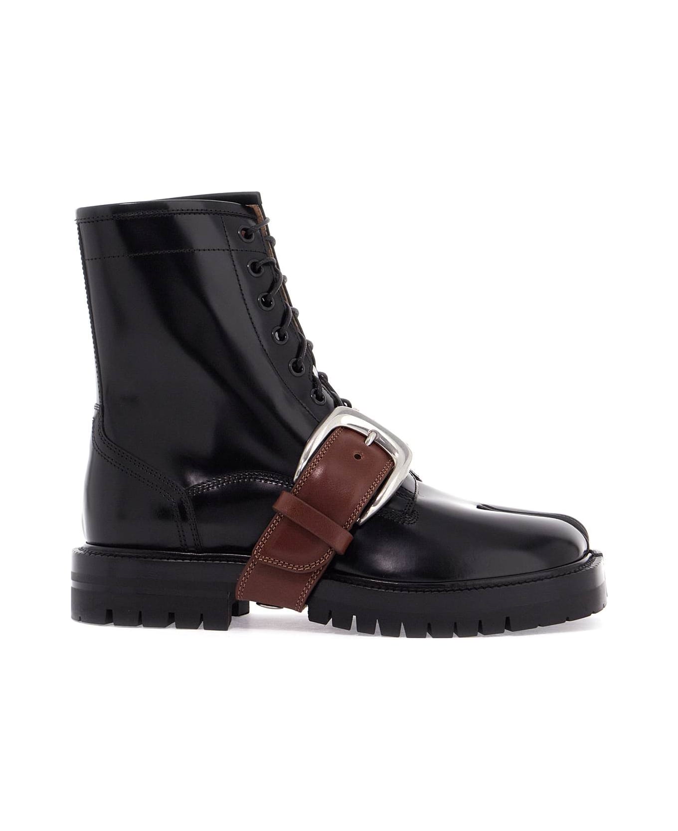 Maison Margiela 'brushed Leather Tabi Boots - BLACK/CUOIO (Black)