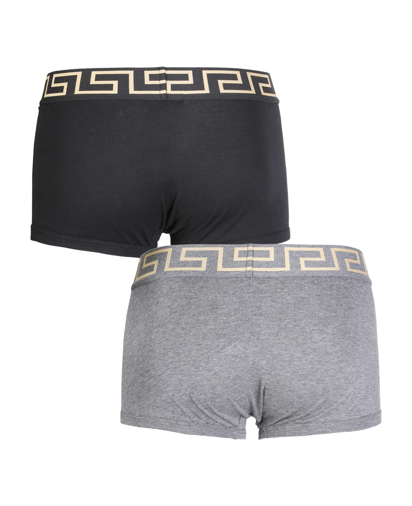Versace Pack Of Two Boxer Shorts With Greek - NERO GRIGIO