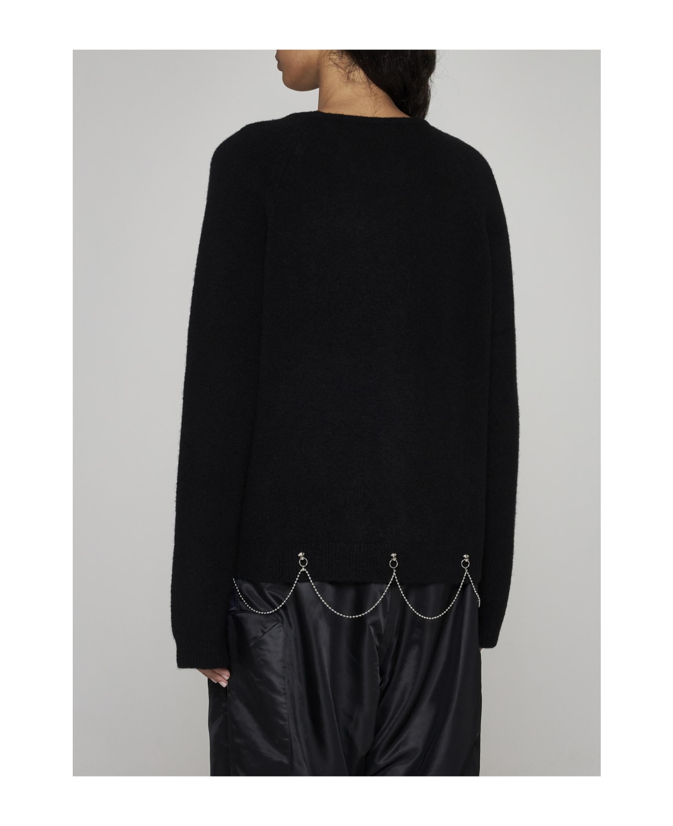 Random Identities Chain-detail Wool-blend Sweater - Black