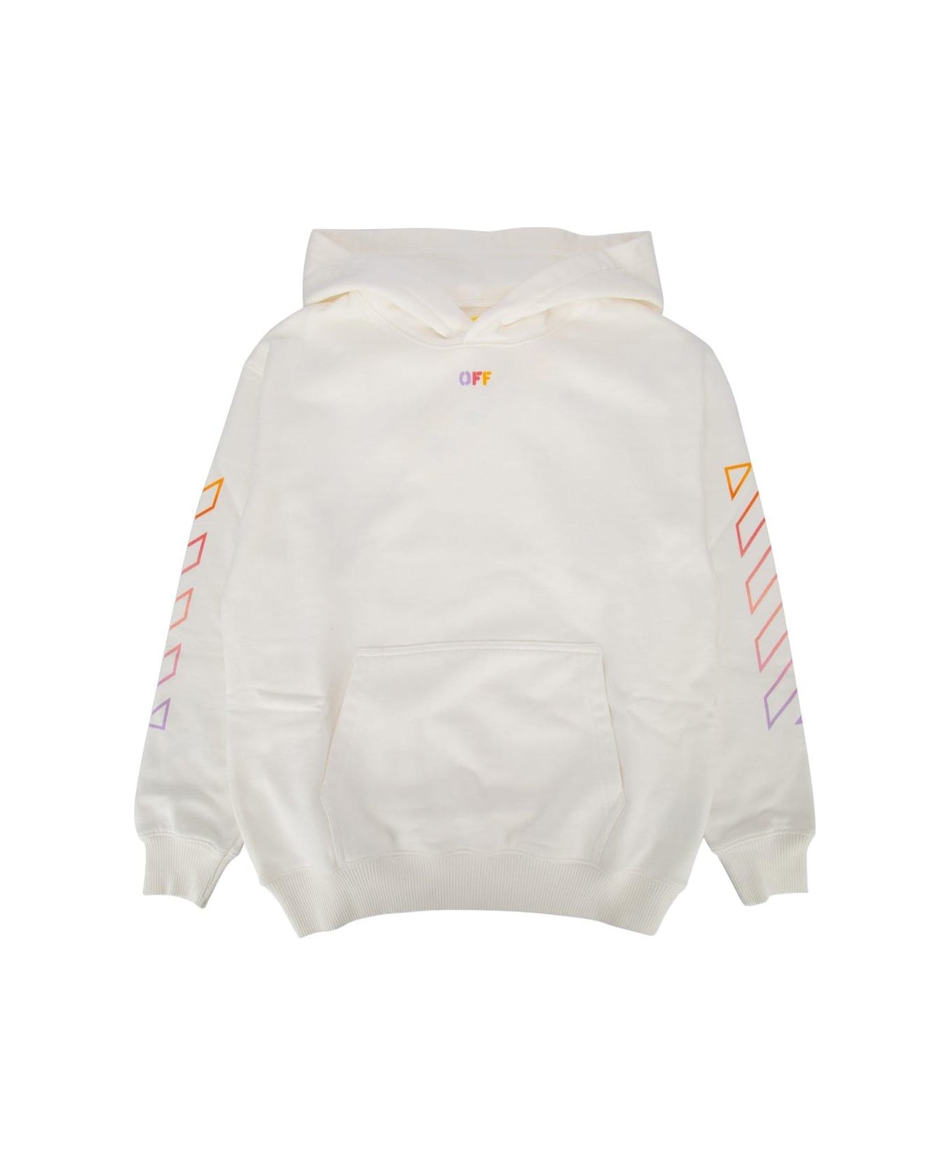 Off-White Diag Stripe-printed Long Sleeved Hoodie - WHITE ニットウェア＆スウェットシャツ