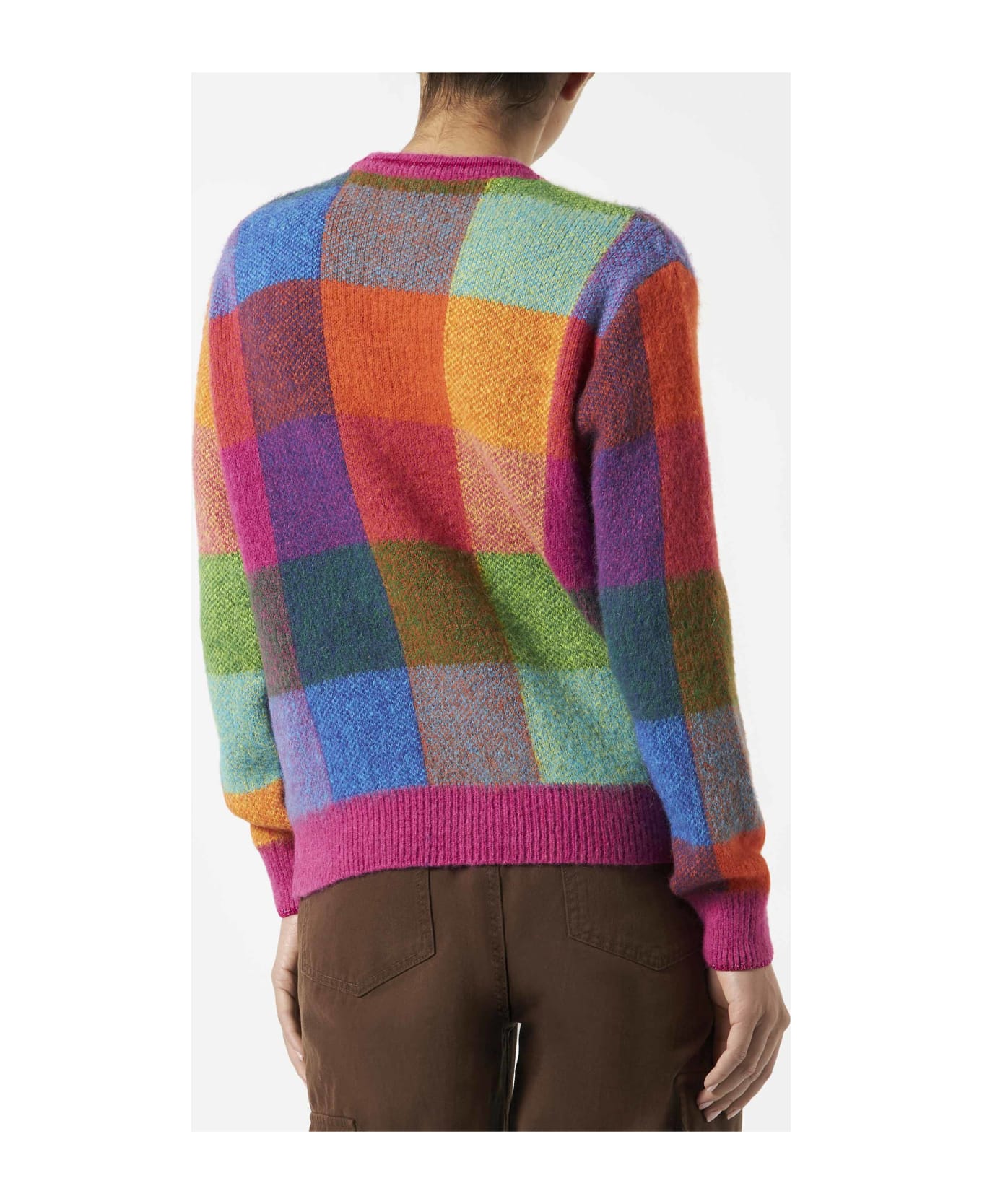 MC2 Saint Barth Woman Brushed Sweater With Check Pattern - MULTICOLOR