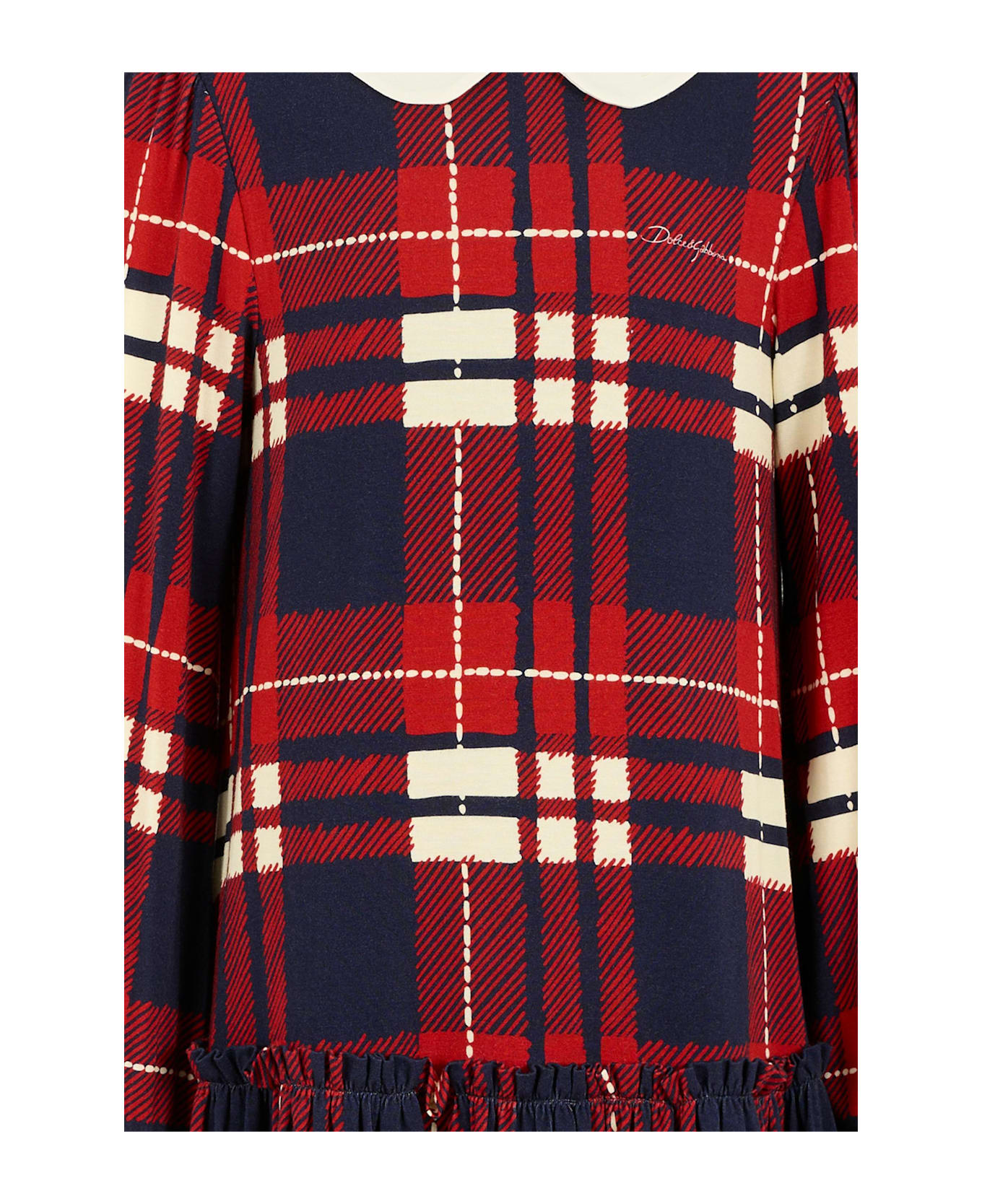 Dolce 
Gabbana Red Dress For Girl With Logo - Red