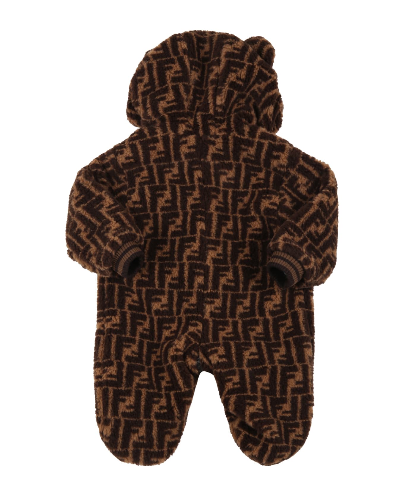 Fendi Brown Babygrow For Babies With Double Ff - Brown