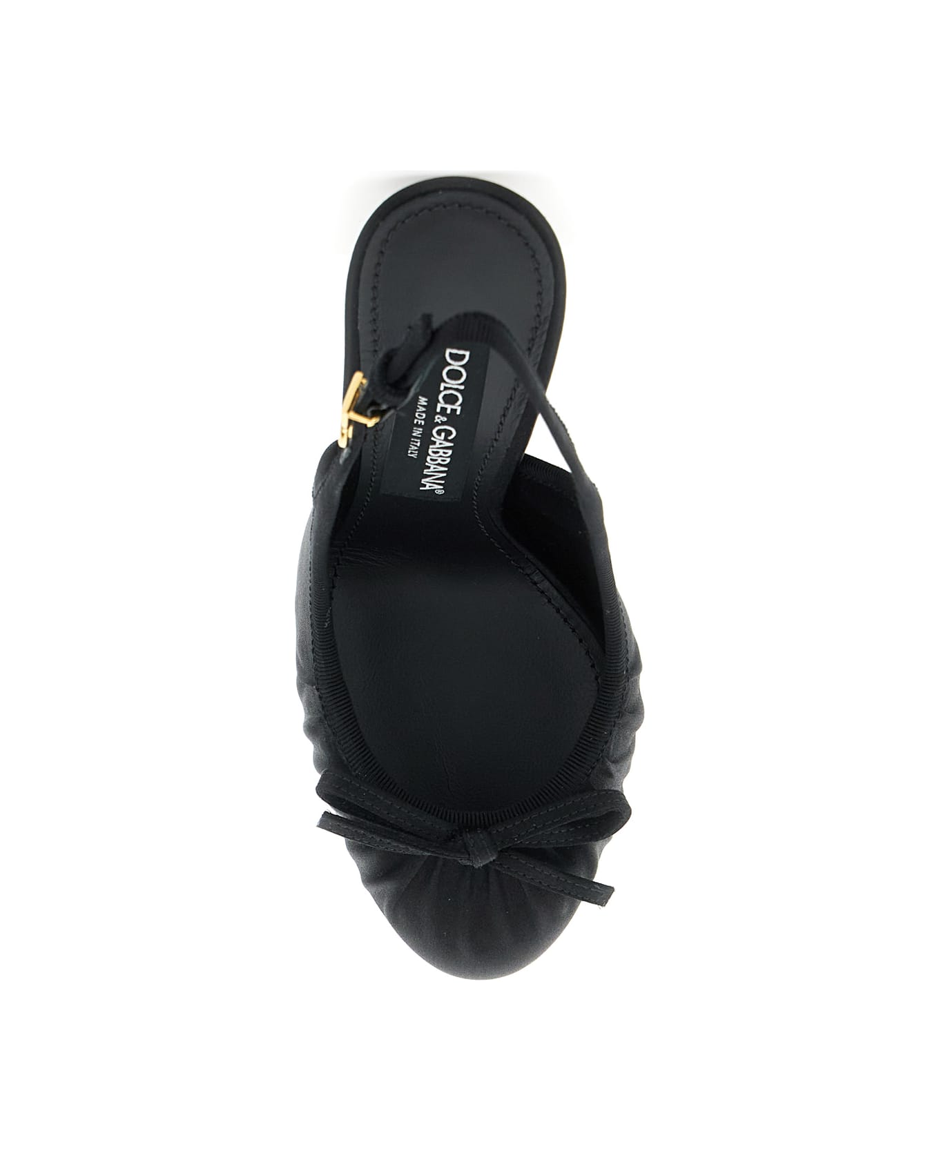 Dolce & Gabbana Black Pumps With Band With Metallic Dg Buckle And Bow On The Front In Fabric Woman - Black